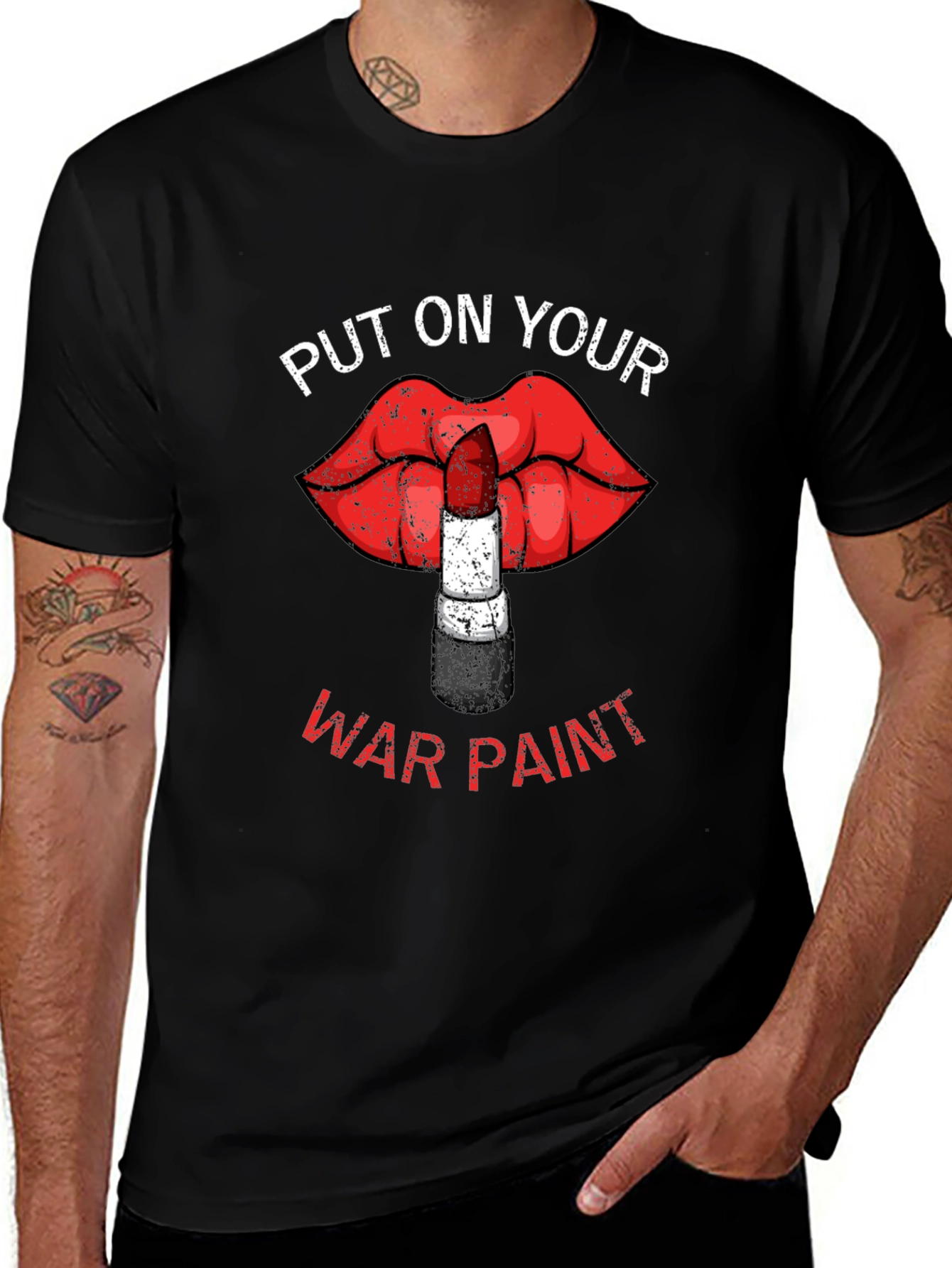 War Paint Lipstick Lips Graphic T-Shirt