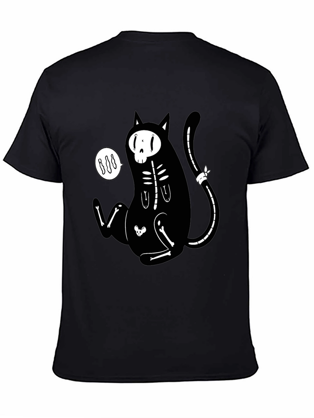 Skeleton Cat Graphic T-Shirt - Halloween Style