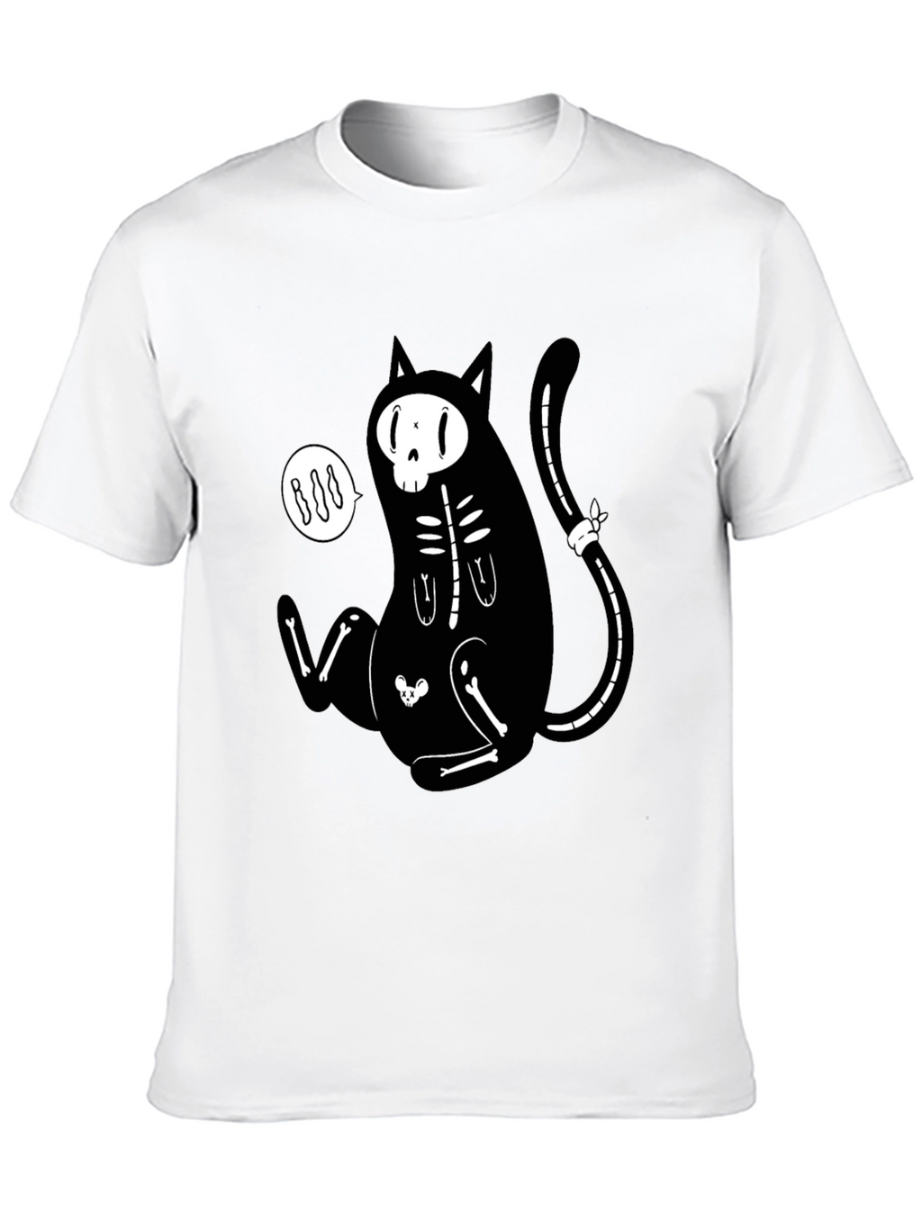 Skeleton Cat Graphic T-Shirt - Halloween Style