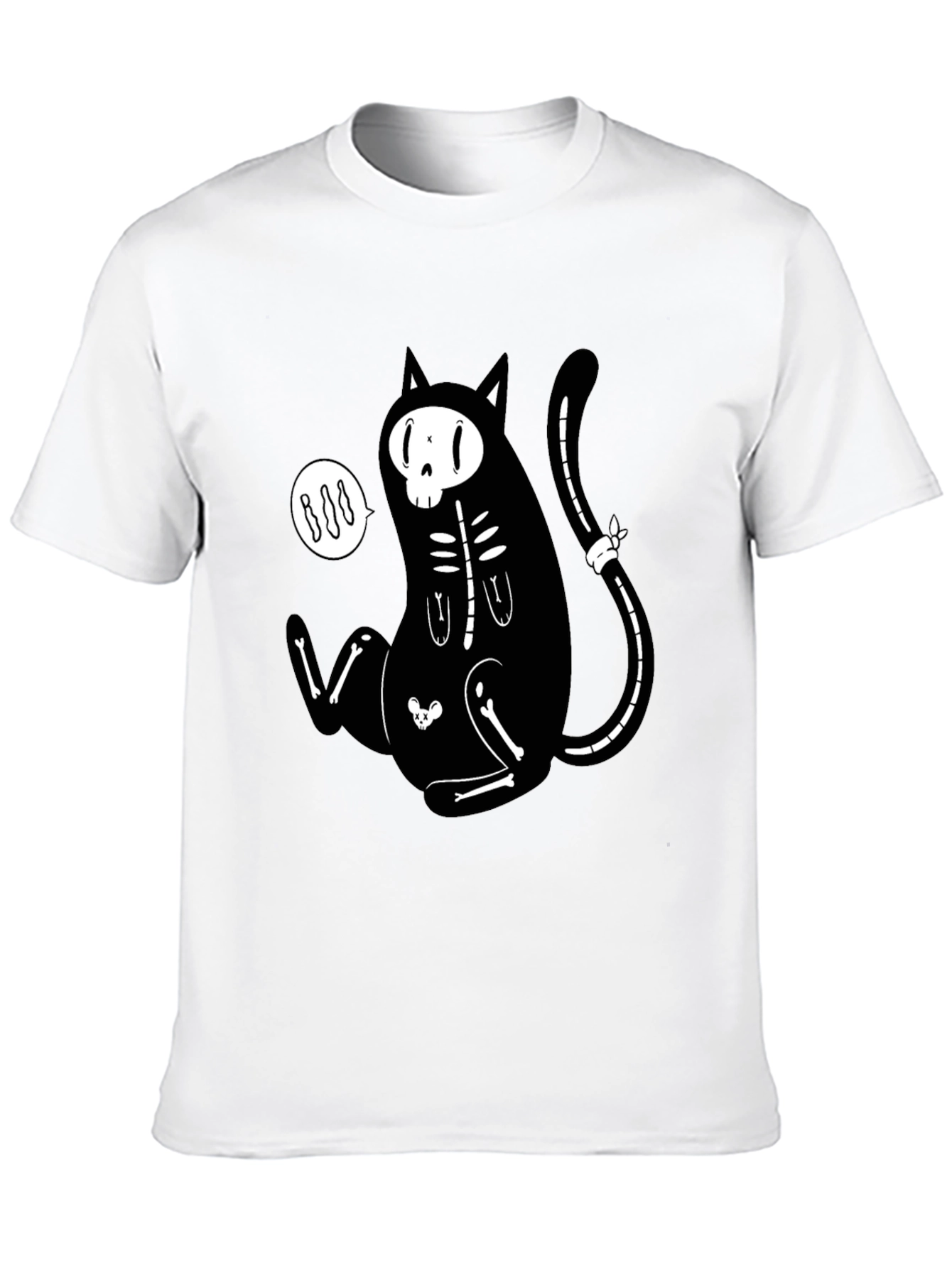 Skeleton Cat Graphic T-Shirt - Halloween Style