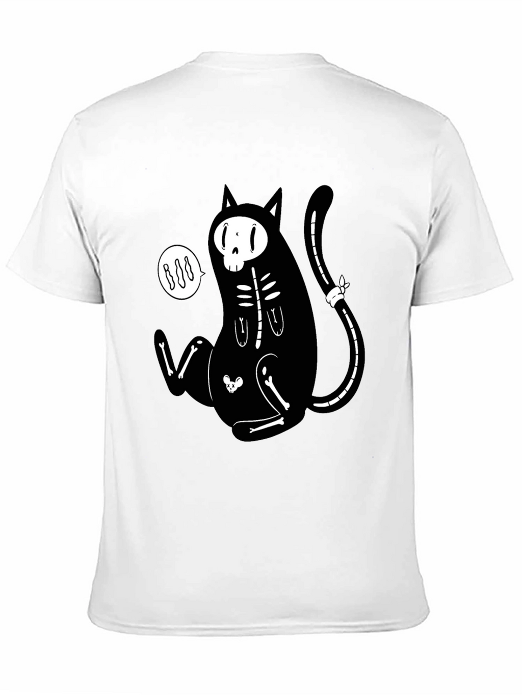 Skeleton Cat Graphic T-Shirt - Halloween Style