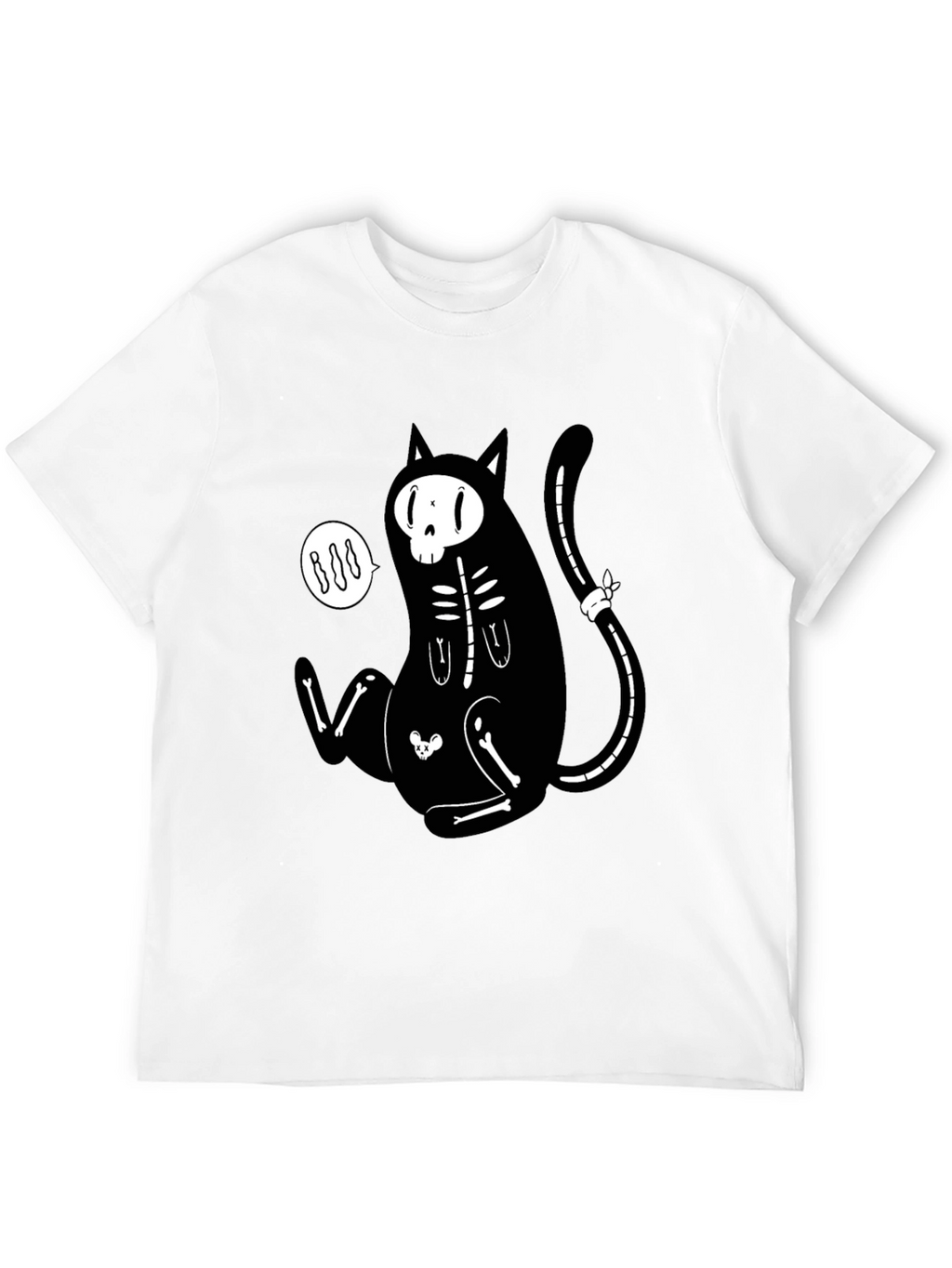 Skeleton Cat Graphic T-Shirt - Halloween Style