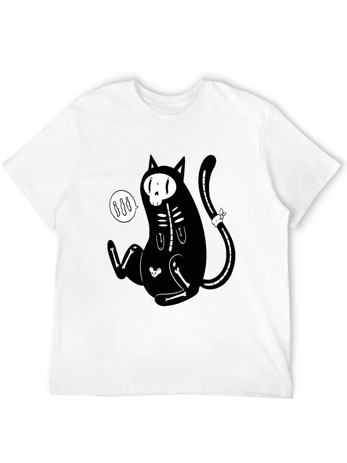 Skeleton Cat Graphic T-Shirt - Halloween Style