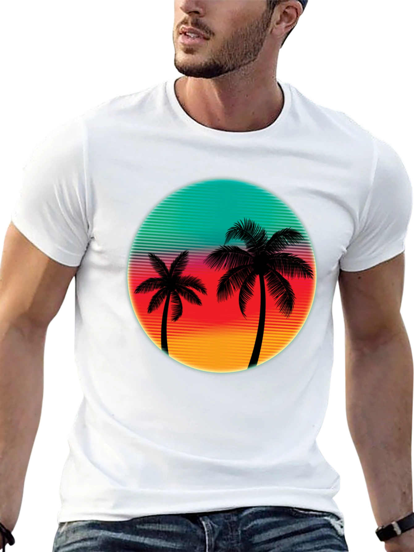 Retro Palm Tree Sunset Graphic Tee