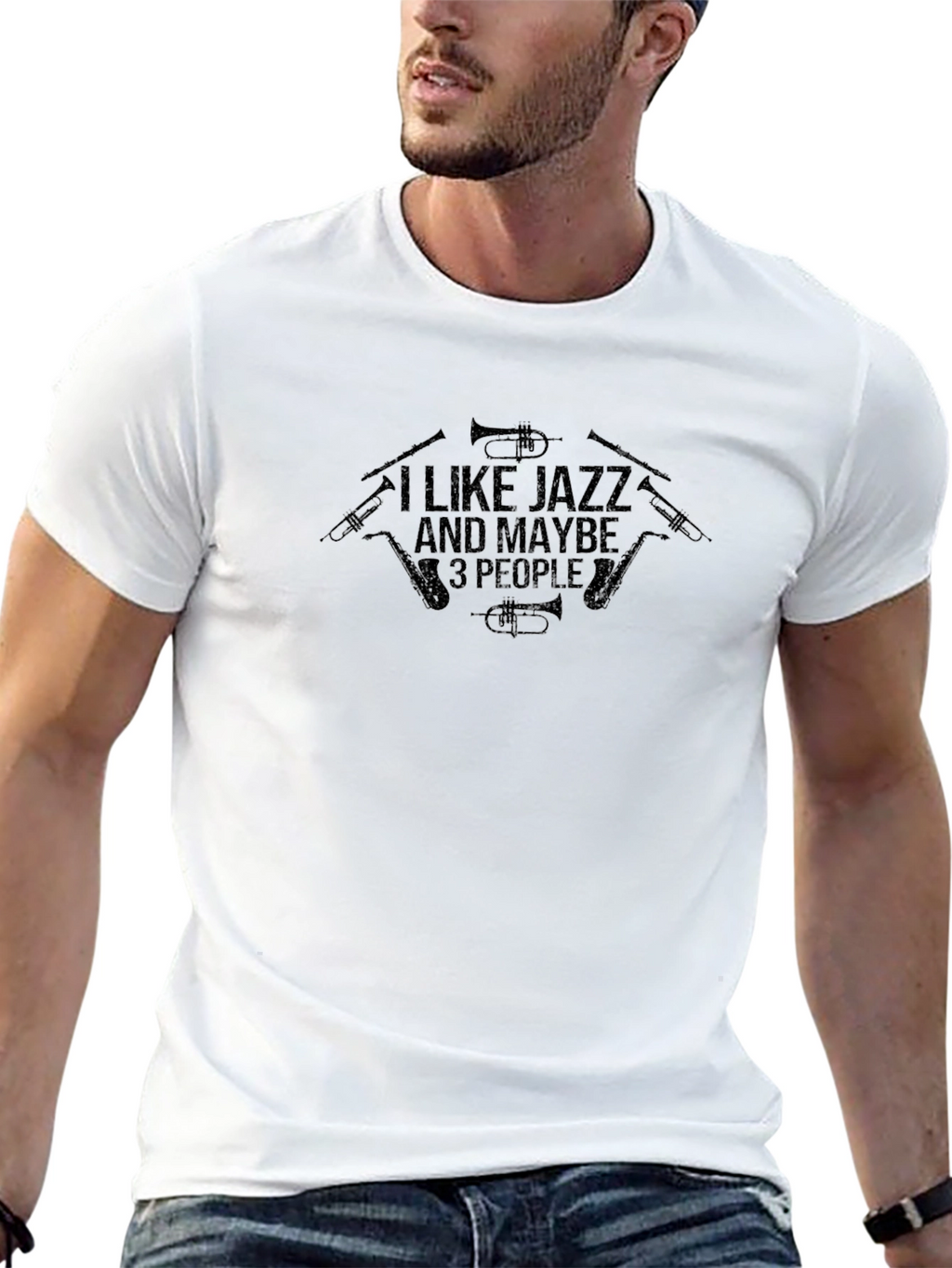 I Like Jazz and Maybe 3 People Black T-Shirt