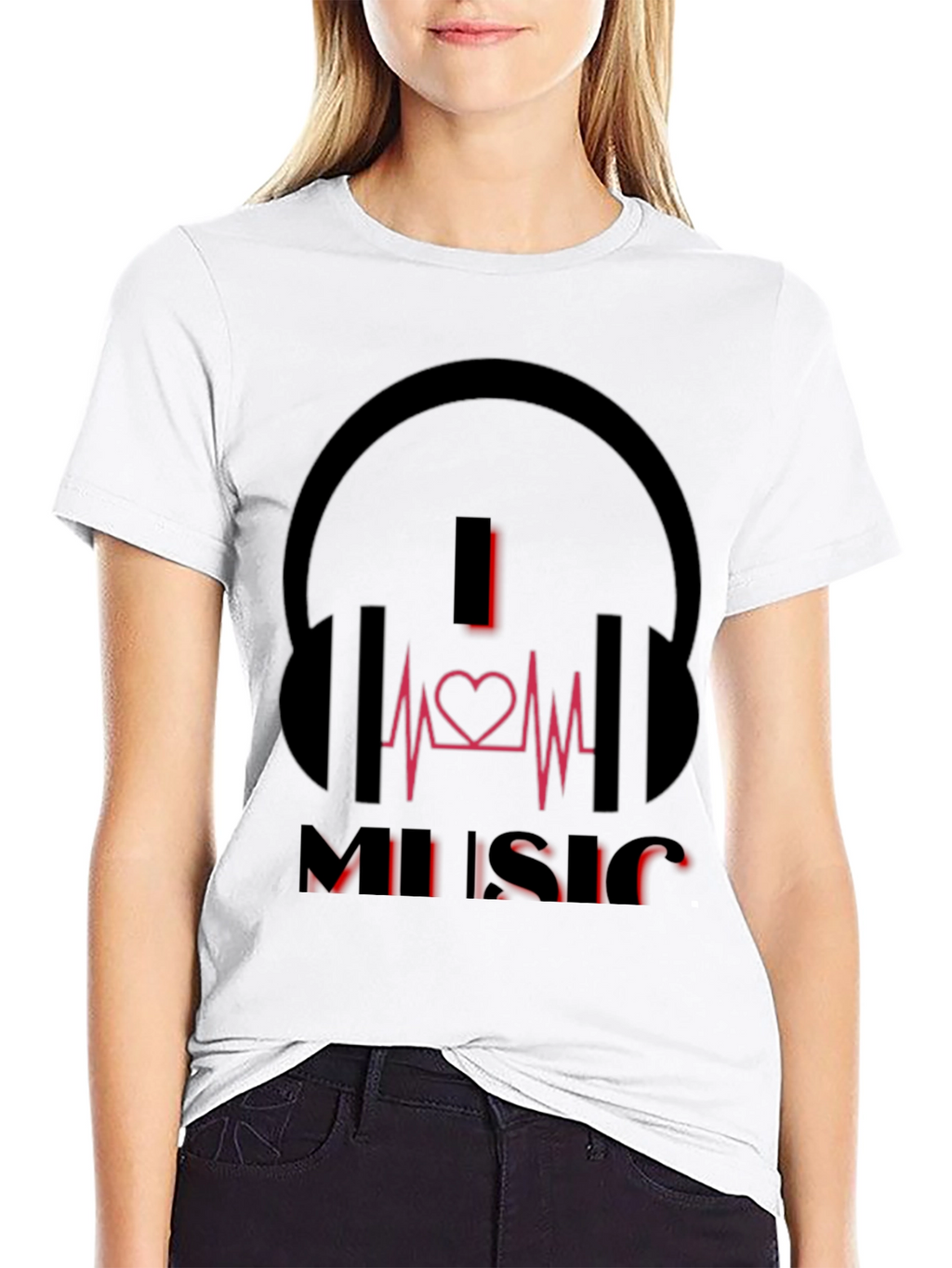 I Heart Music Graphic T-Shirt - Black