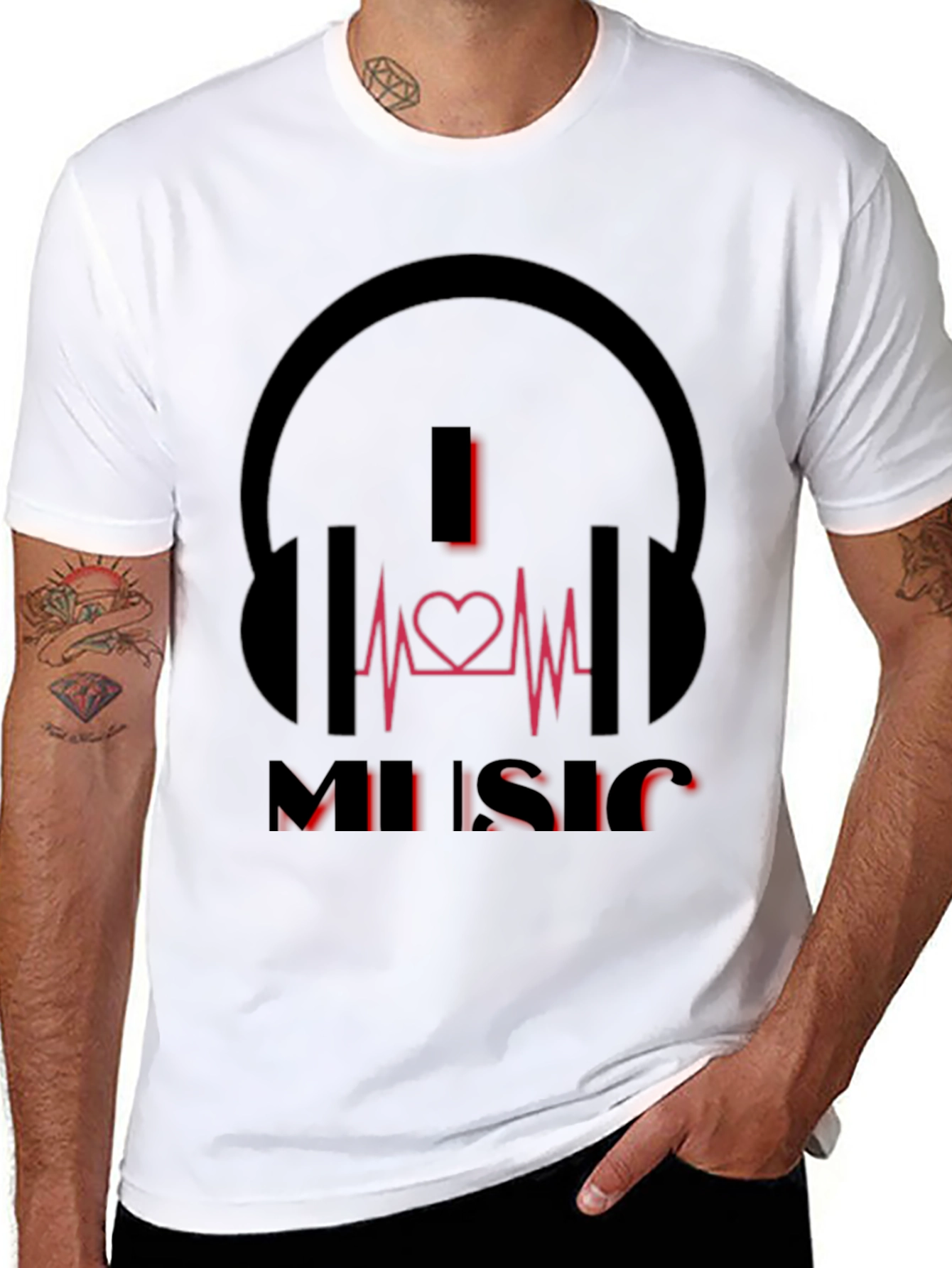 I Heart Music Graphic T-Shirt - Black