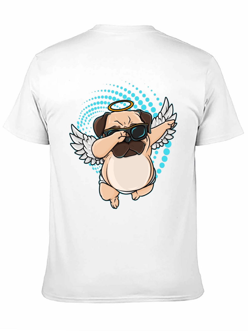 Dabbing Pug Angel Black T-Shirt