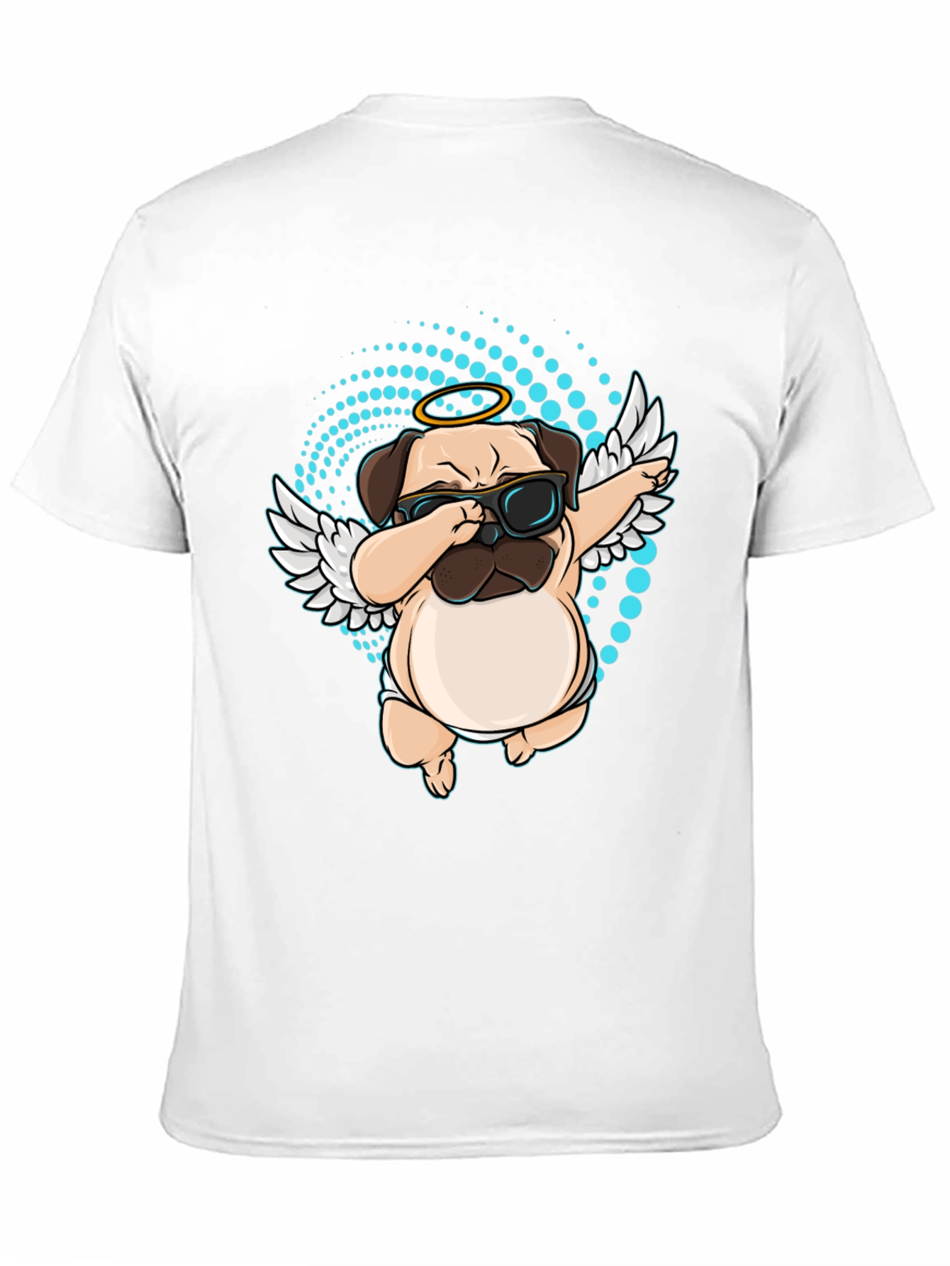 Dabbing Pug Angel Black T-Shirt
