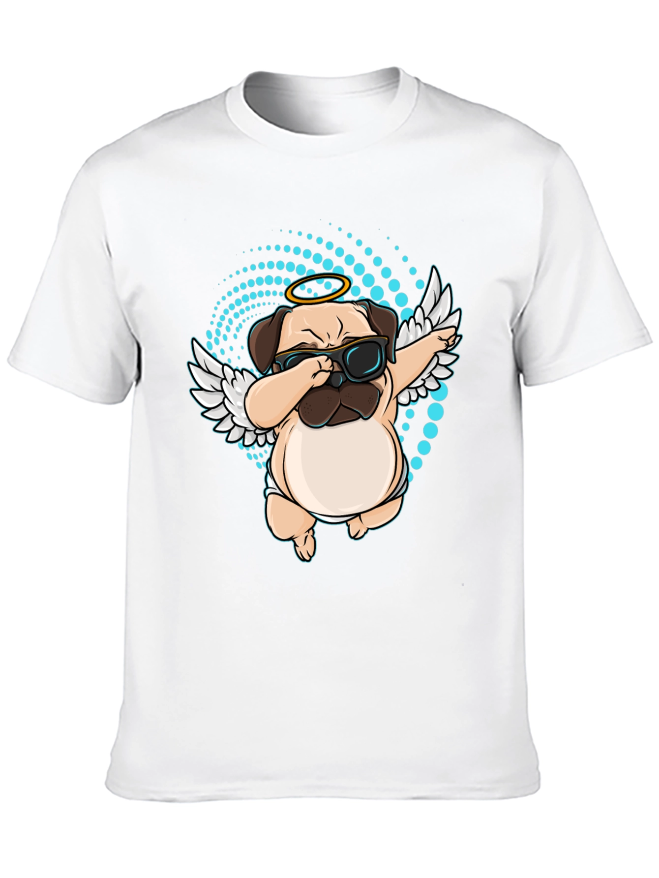 Dabbing Pug Angel Black T-Shirt