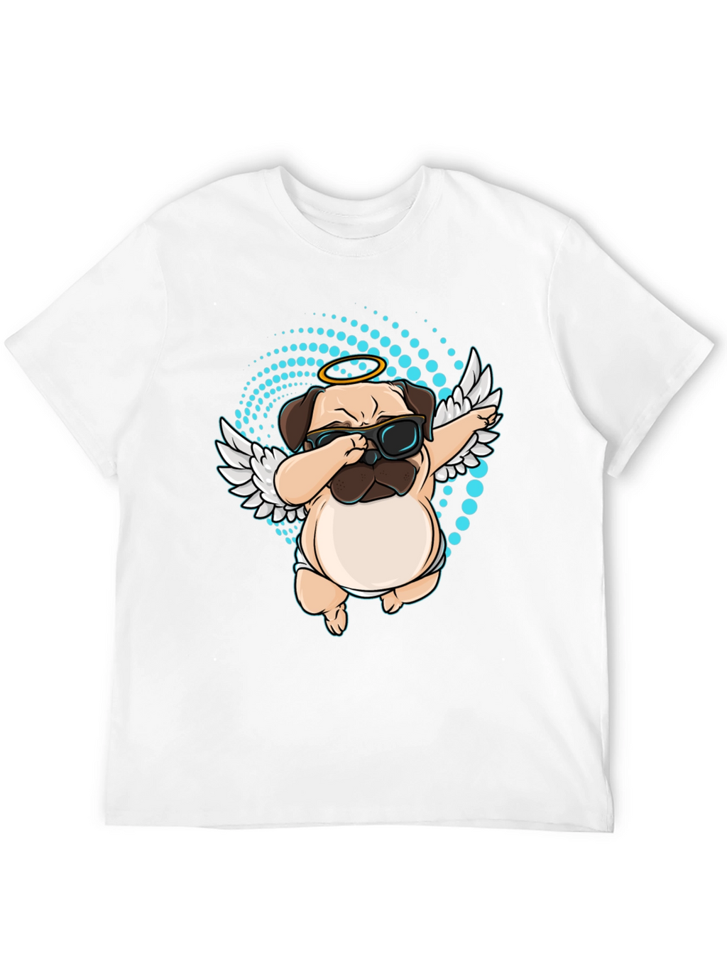 Dabbing Pug Angel Black T-Shirt