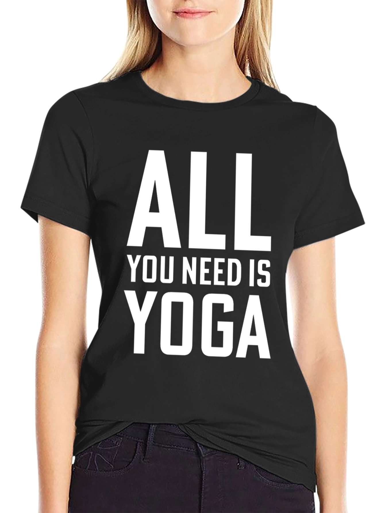 All You Need is Yoga Graphic Tee - Black Cotton T-Shirt