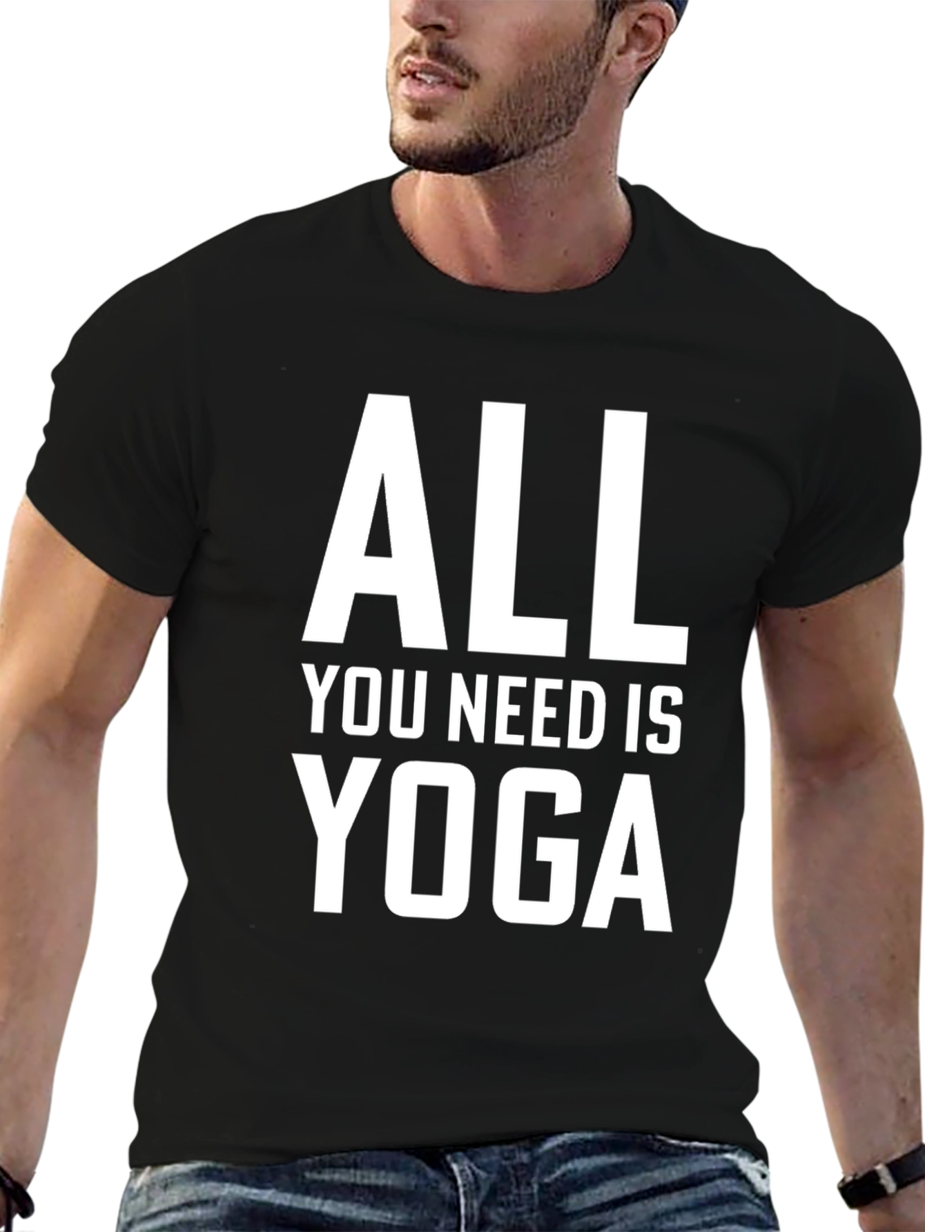 All You Need is Yoga Graphic Tee - Black Cotton T-Shirt