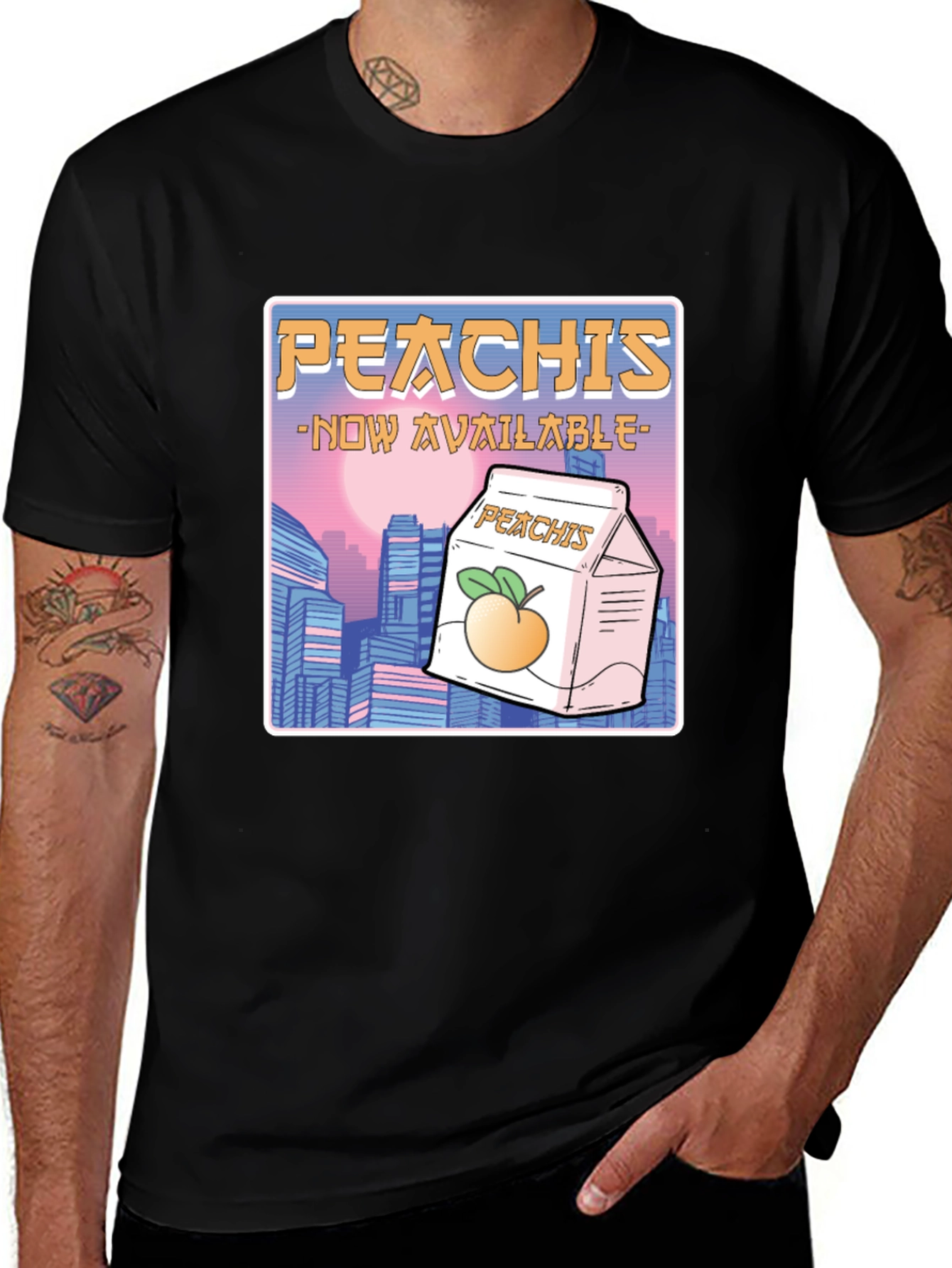 Peachis T-Shirt: Retro Anime Drink Tee