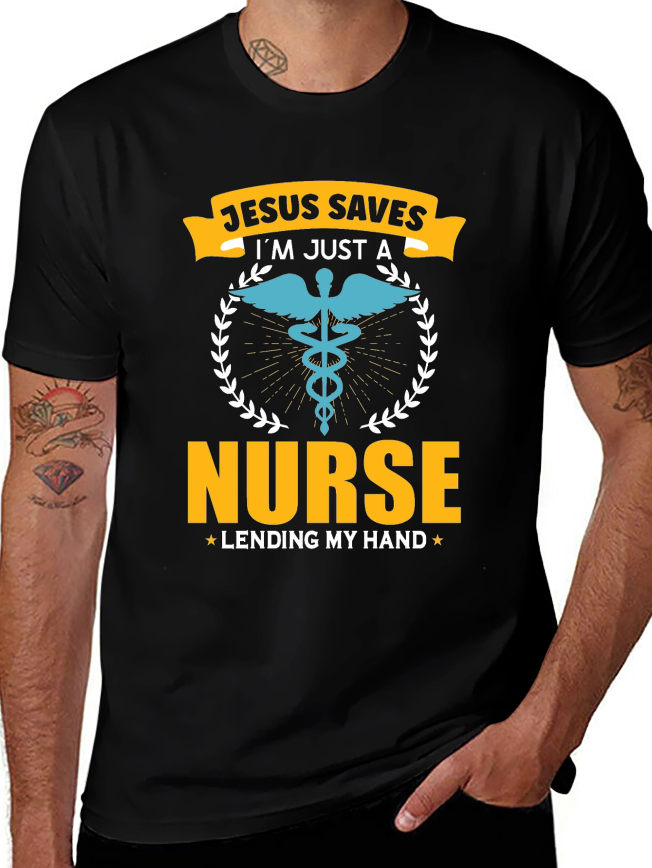 Jesus Saves Nurse T-Shirt - Lending My Hand Graphic Tee
