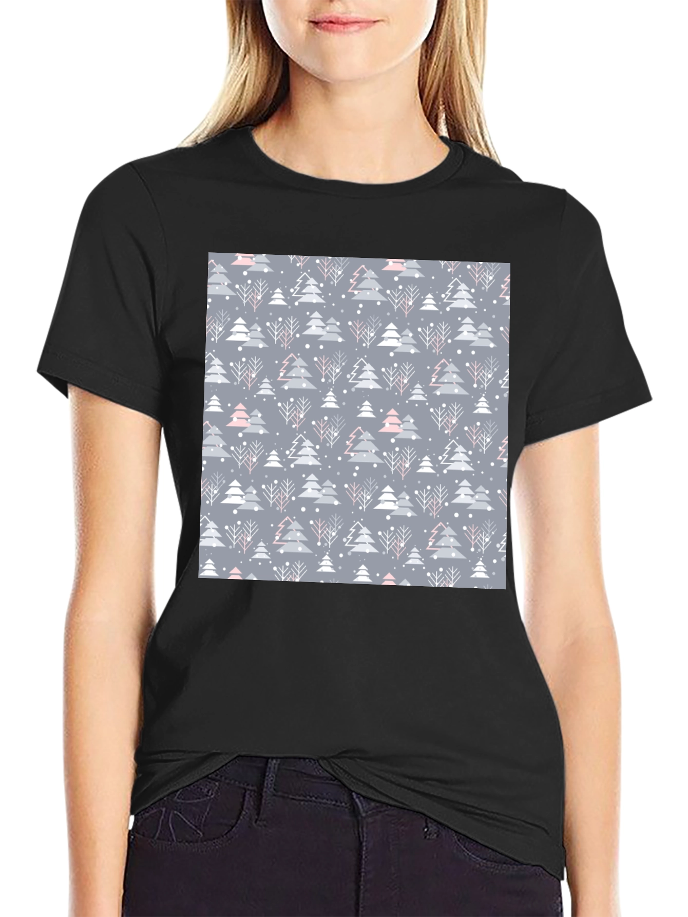 Festive Winter Tree Pattern T-Shirt