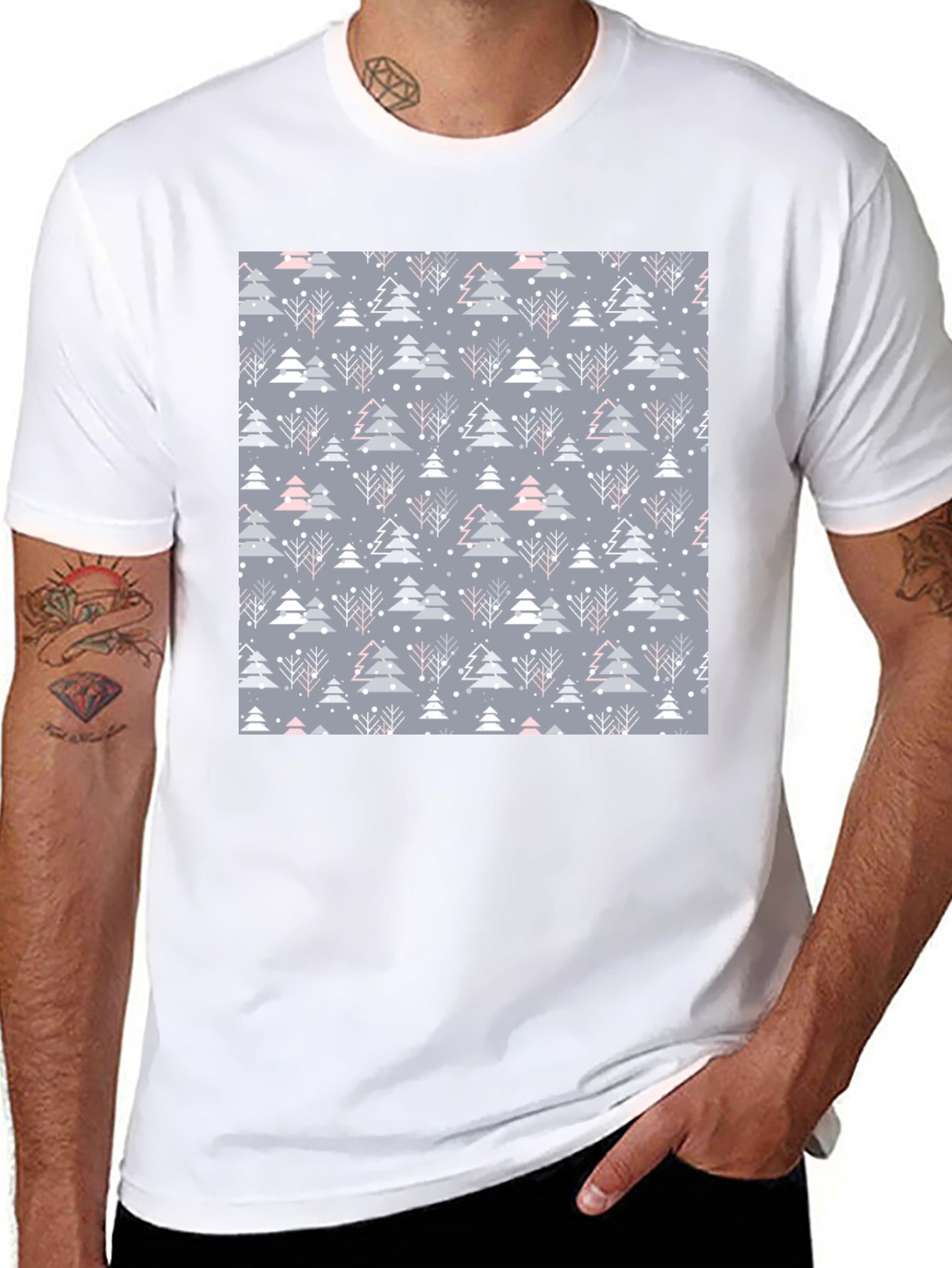 Festive Winter Tree Pattern T-Shirt