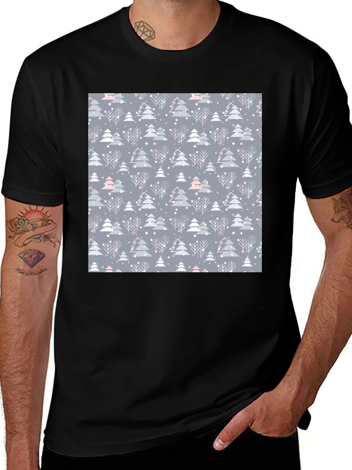 Festive Winter Tree Pattern T-Shirt
