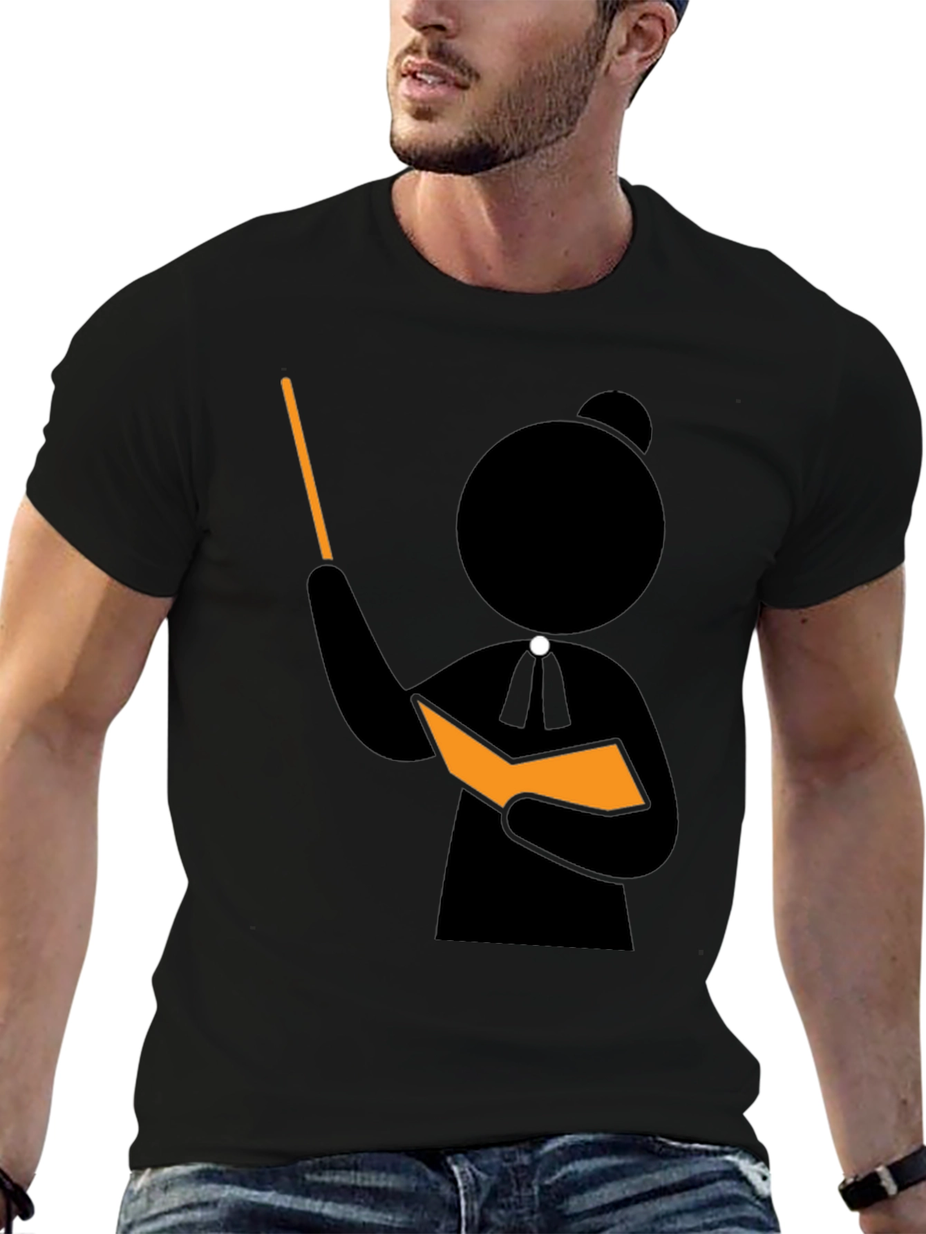 Professor Stick Figure Black T-Shirt