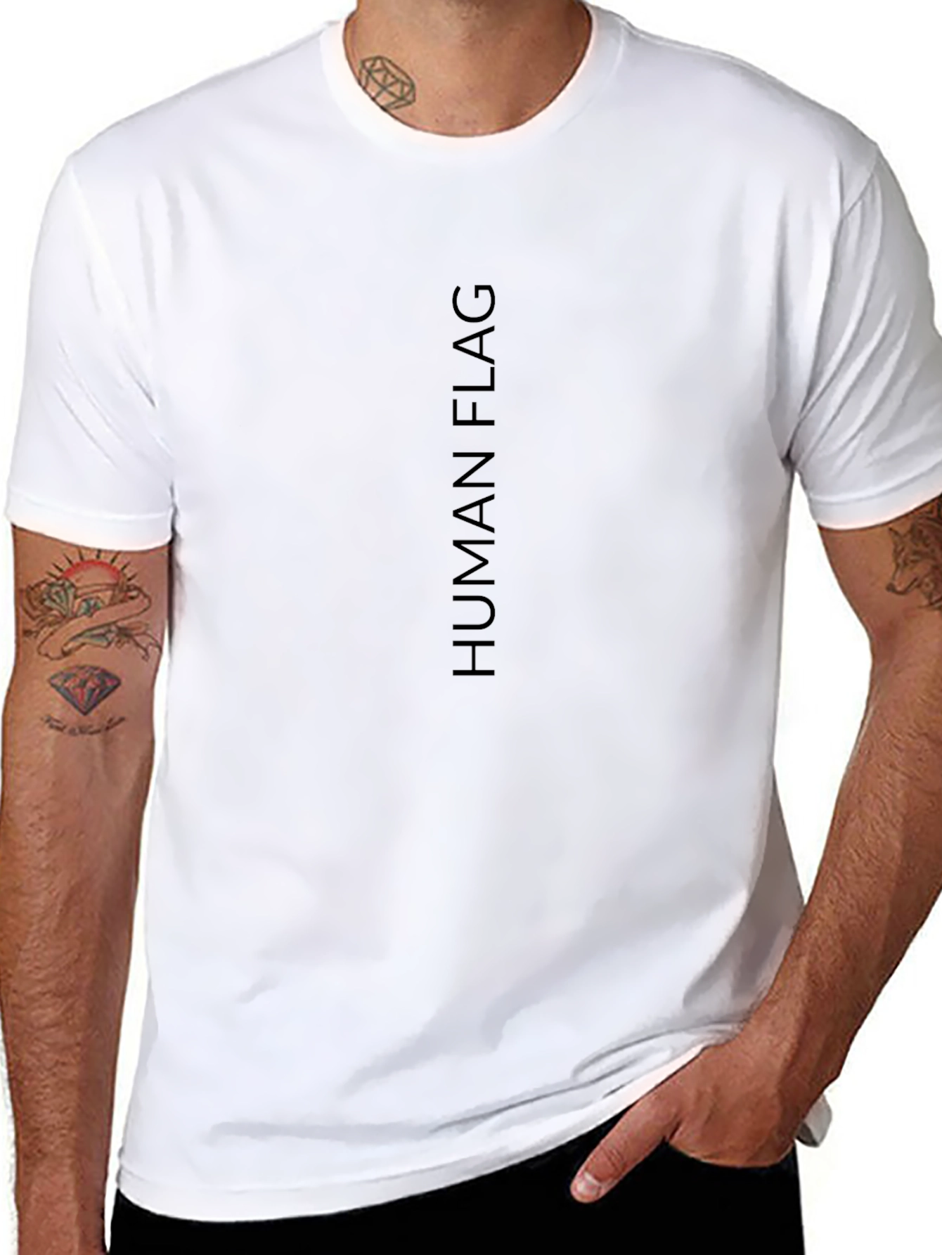 Human Flag Black T-Shirt Graphic Tee