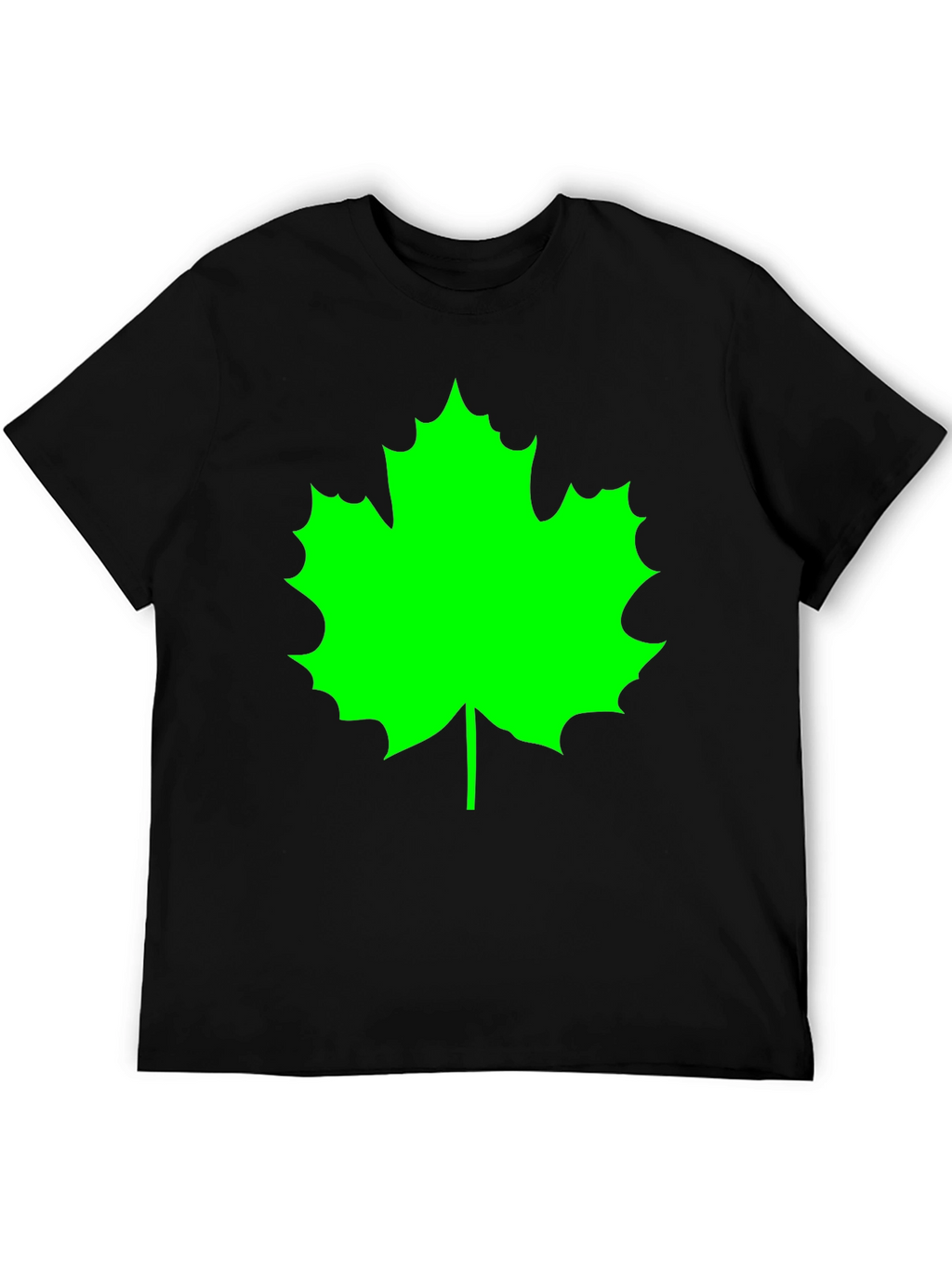 Green Maple Leaf Black T-Shirt