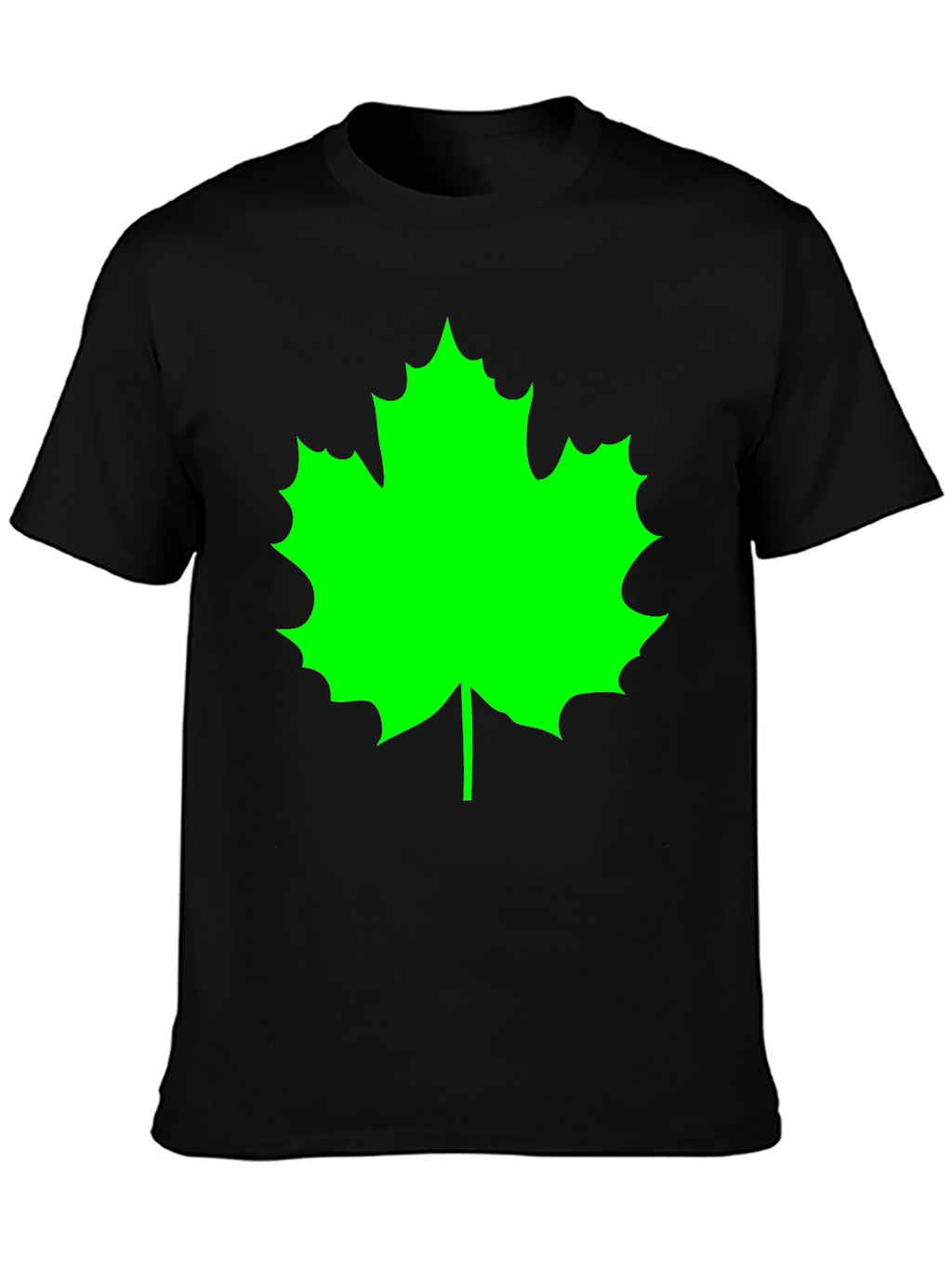 Green Maple Leaf Black T-Shirt