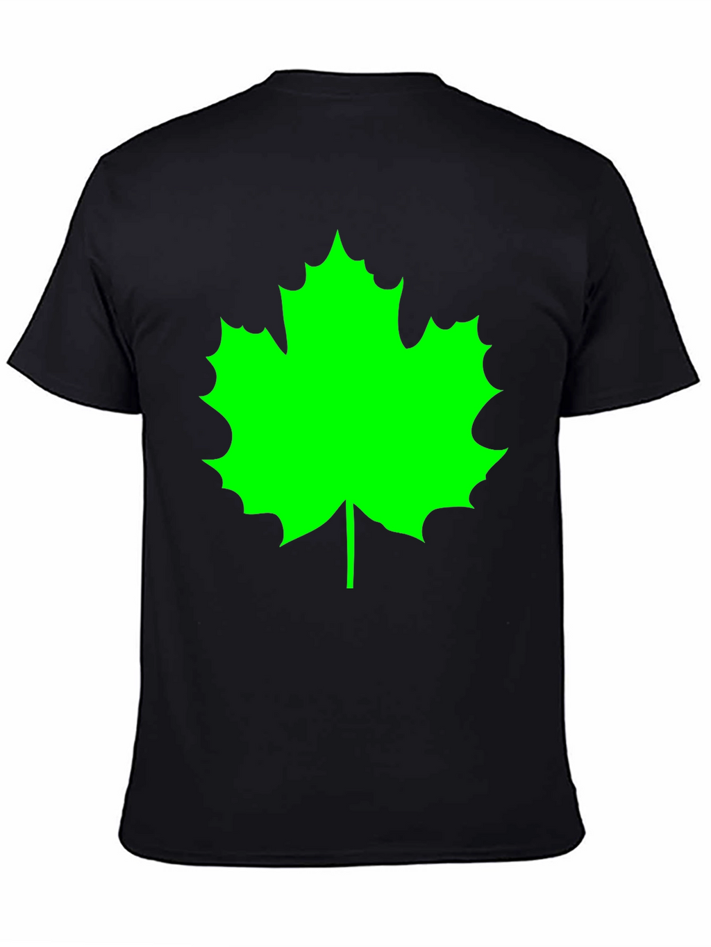 Green Maple Leaf Black T-Shirt
