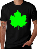 Green Maple Leaf Black T-Shirt