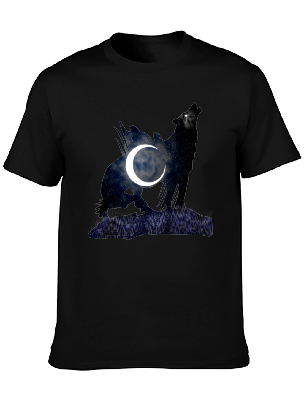 Wolf & Moon Graphic Tee - Mens Black T-Shirt