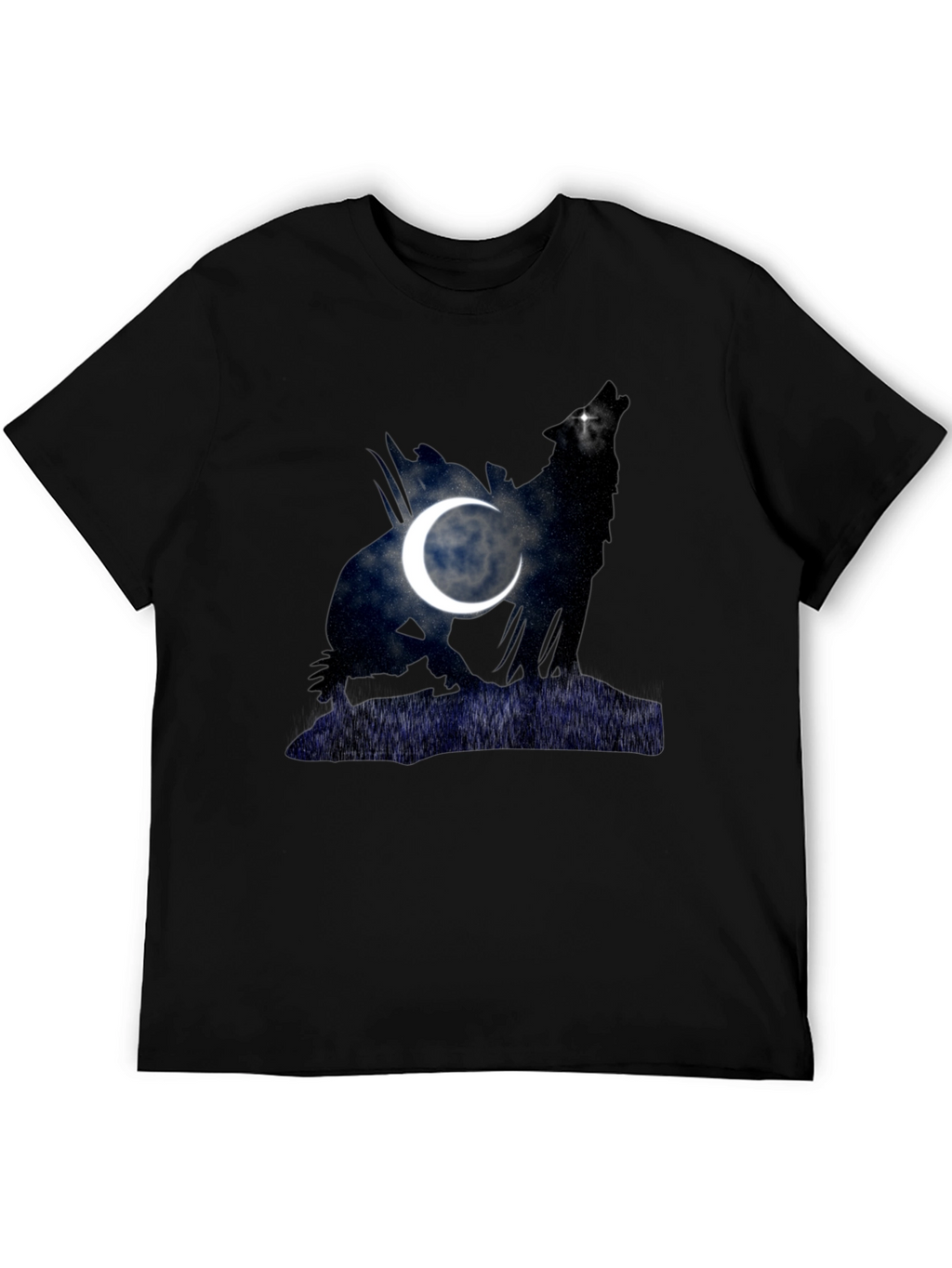 Wolf & Moon Graphic Tee - Mens Black T-Shirt
