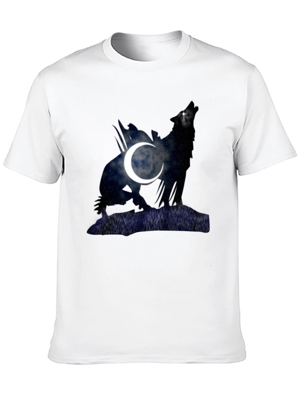 Wolf & Moon Graphic Tee - Mens Black T-Shirt