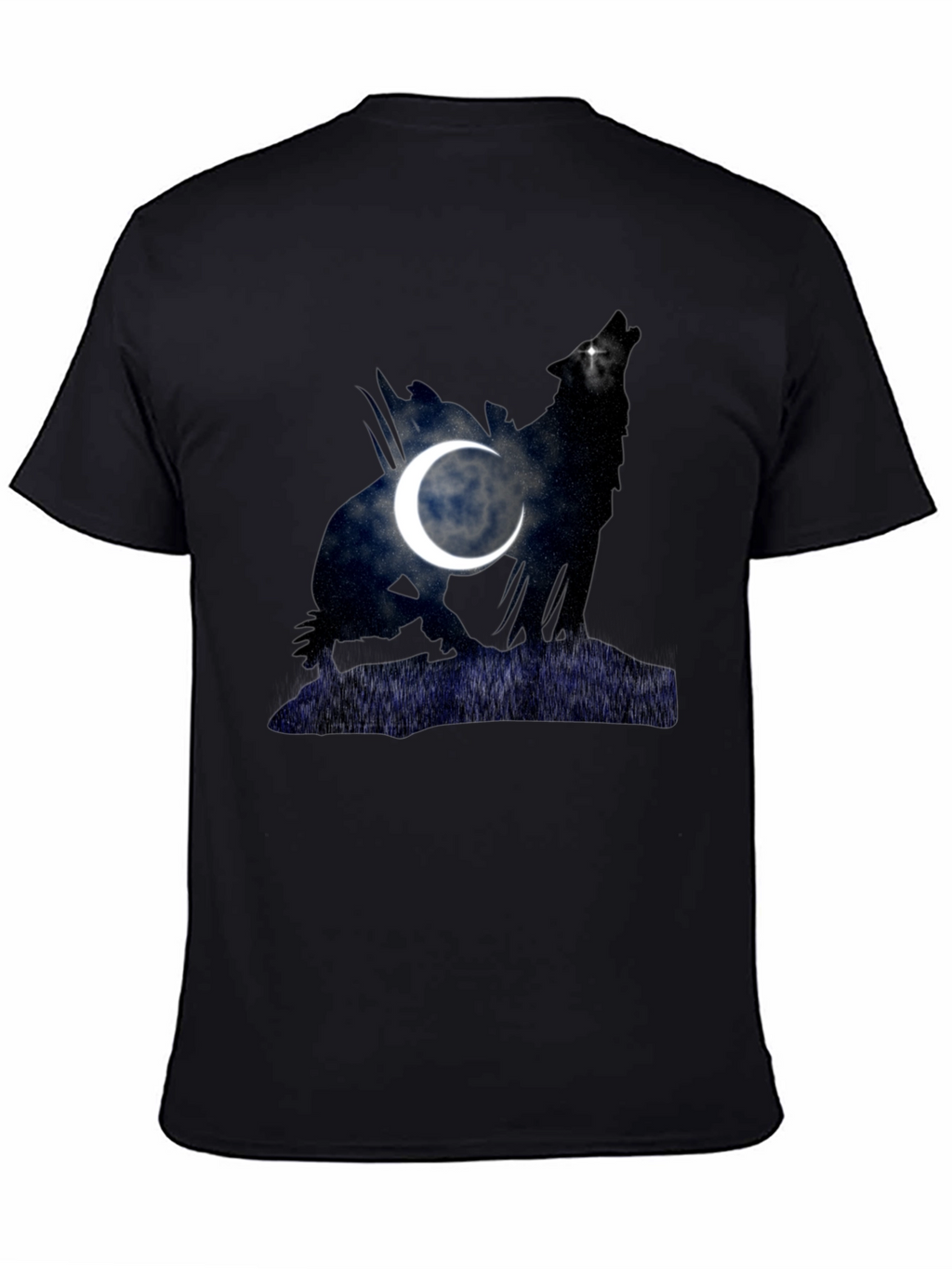 Wolf & Moon Graphic Tee - Mens Black T-Shirt