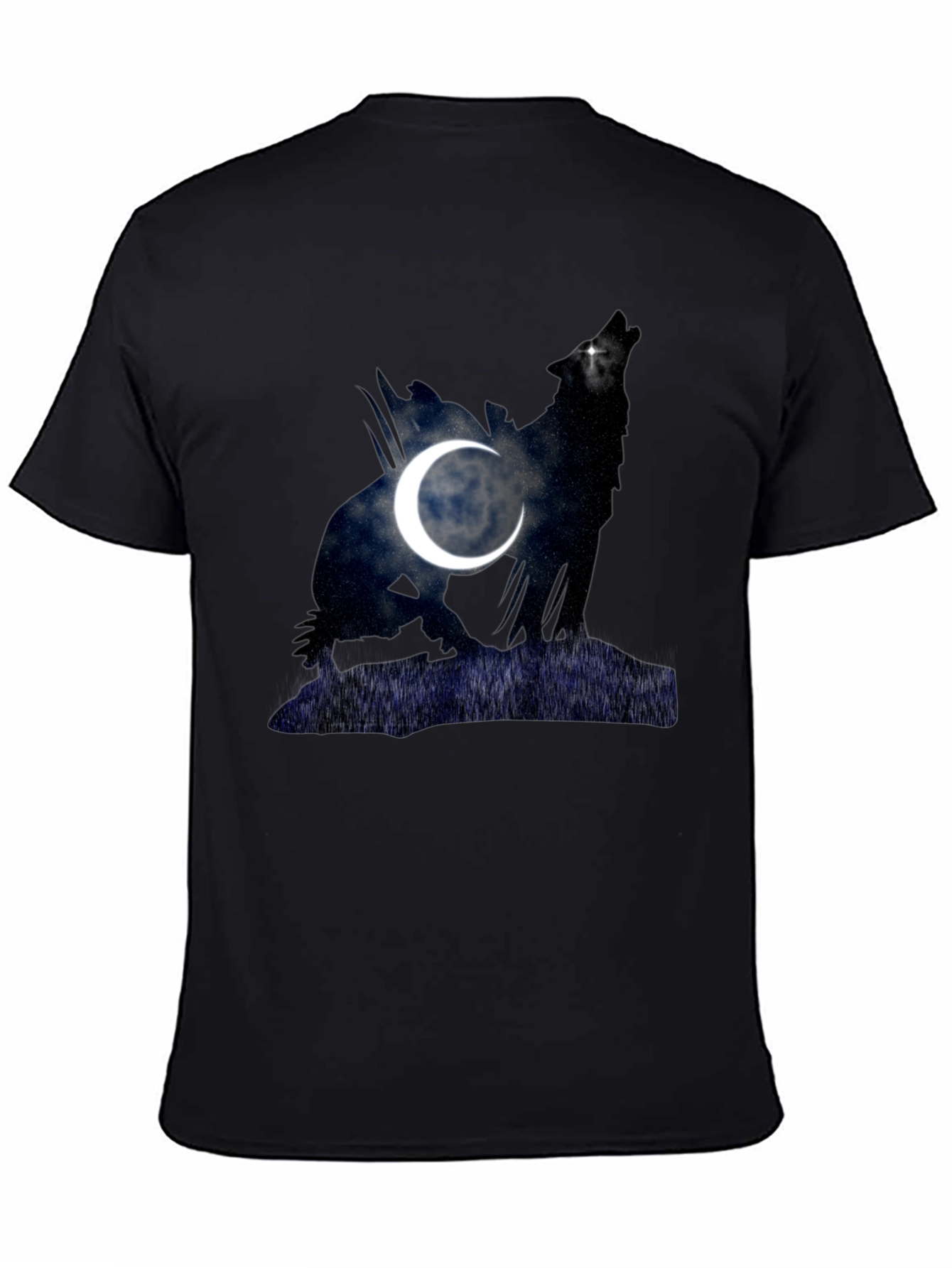 Wolf & Moon Graphic Tee - Mens Black T-Shirt