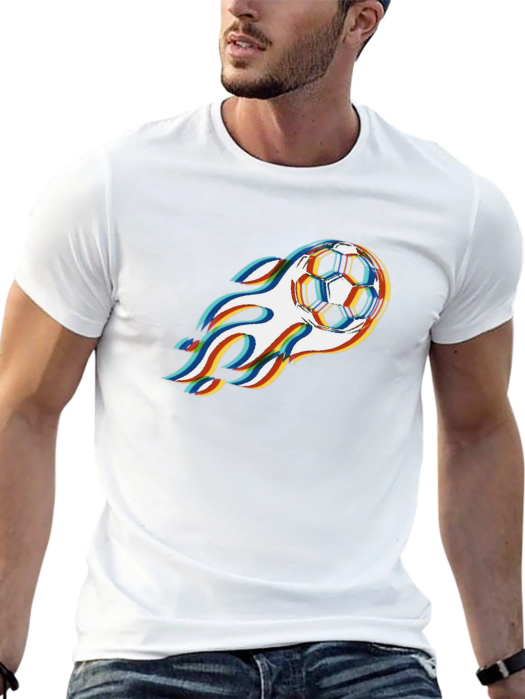 Flaming Soccer Ball Graphic Tee - Cool Sportswear