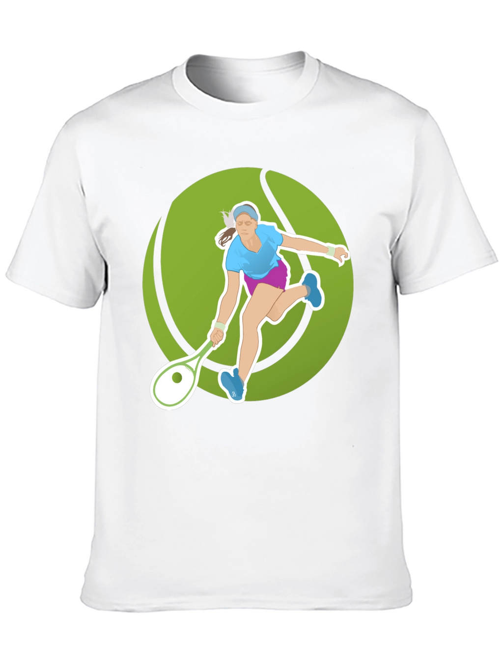 Tennis Player Graphic Tee - Black Cotton Blend