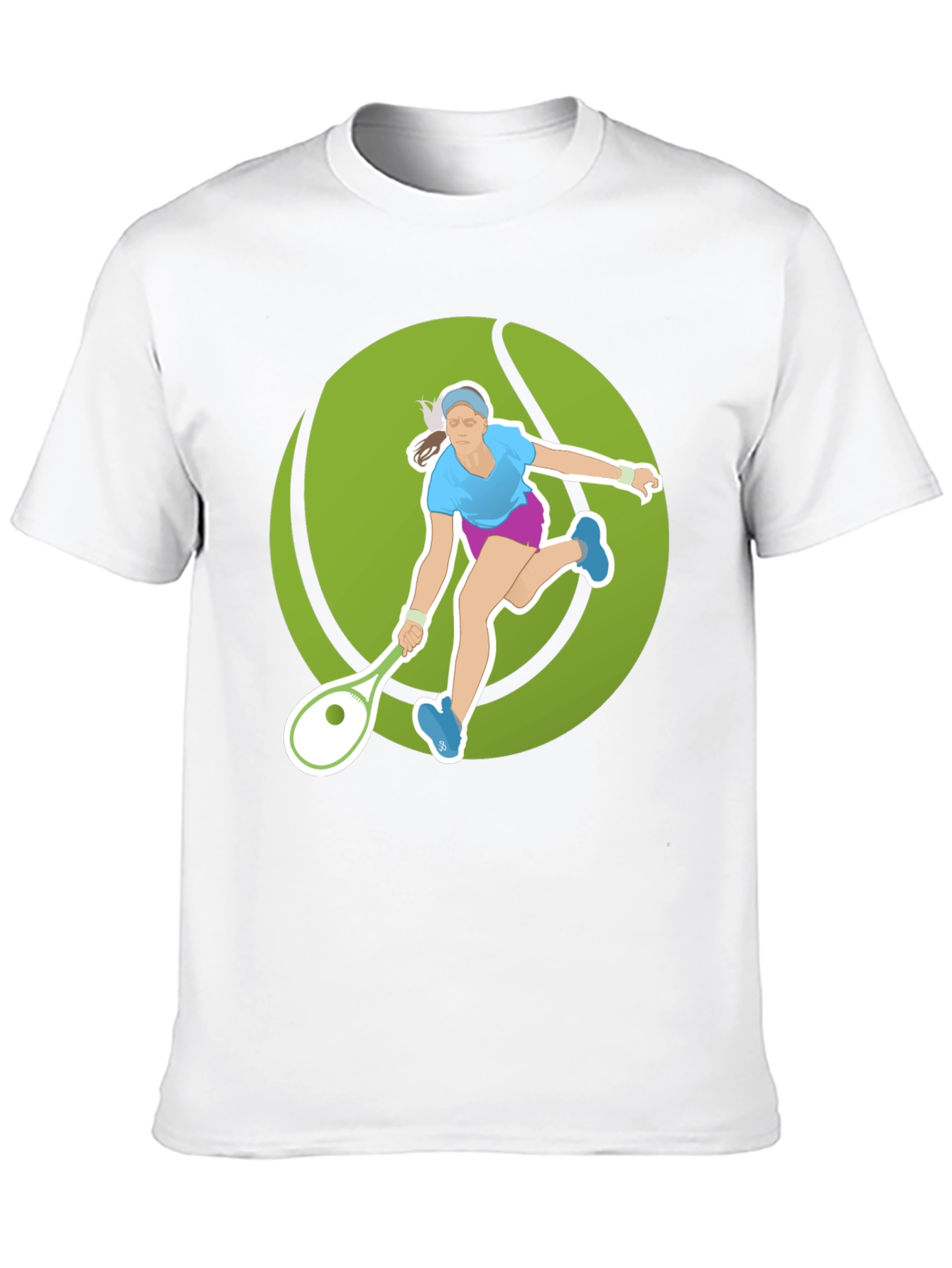 Tennis Player Graphic Tee - Black Cotton Blend