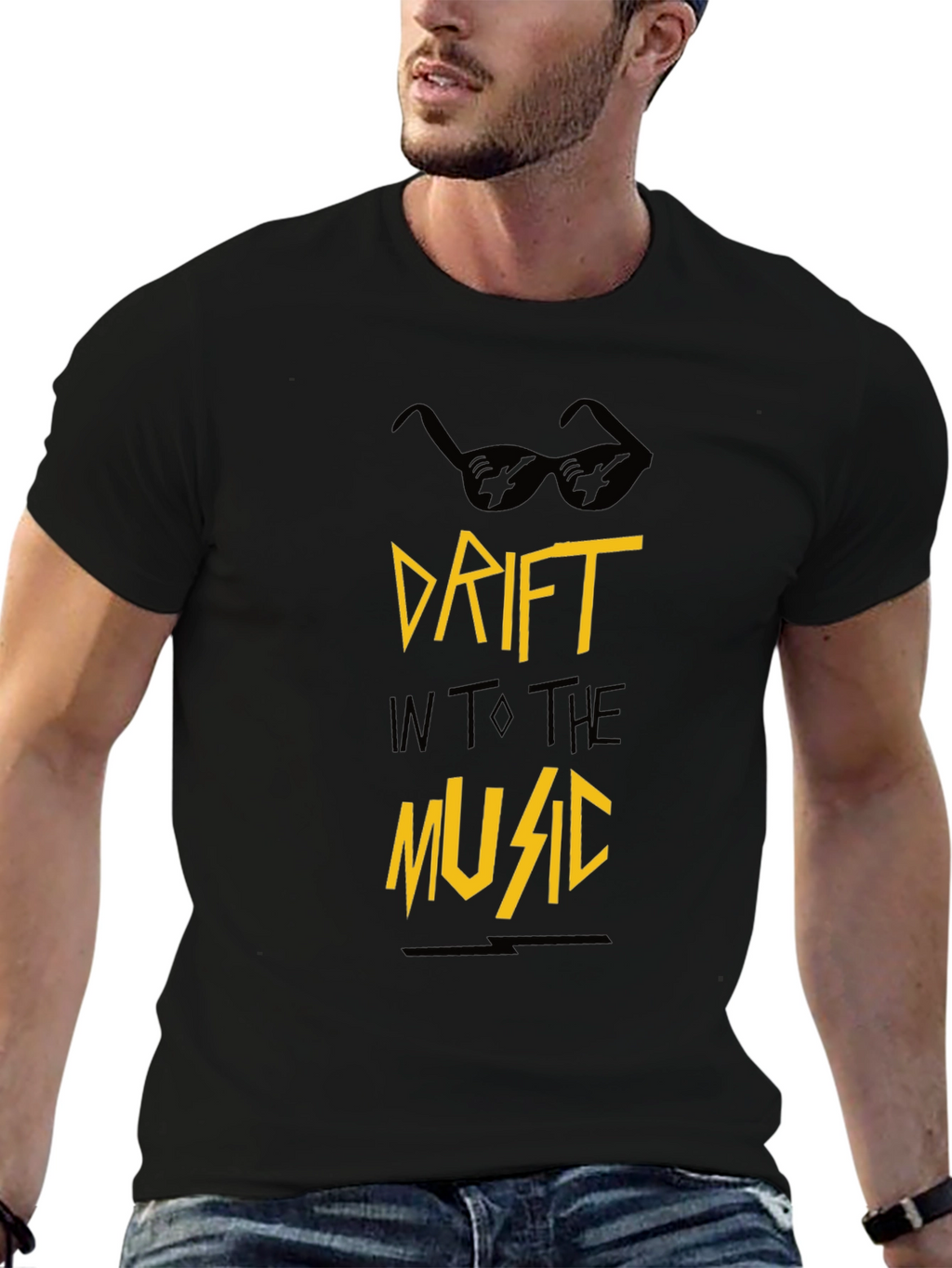 Drift Into the Music Black Graphic Tee