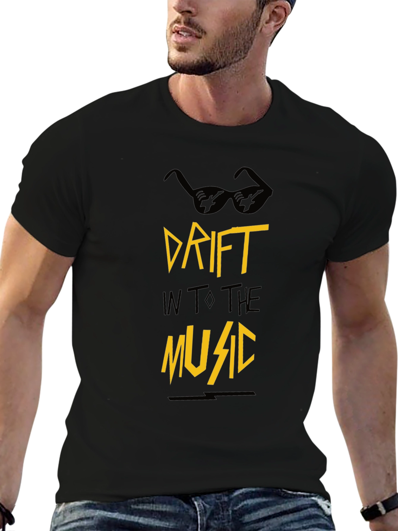 Drift Into the Music Black Graphic Tee