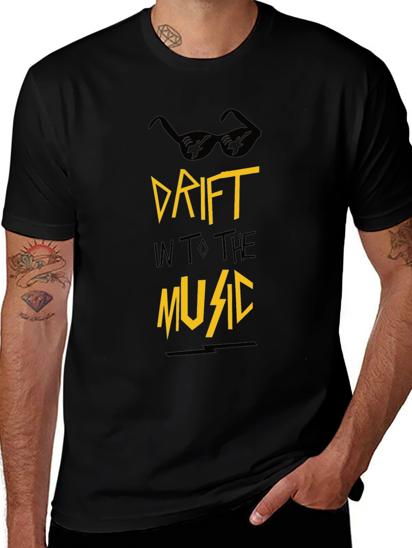 Drift Into the Music Black Graphic Tee