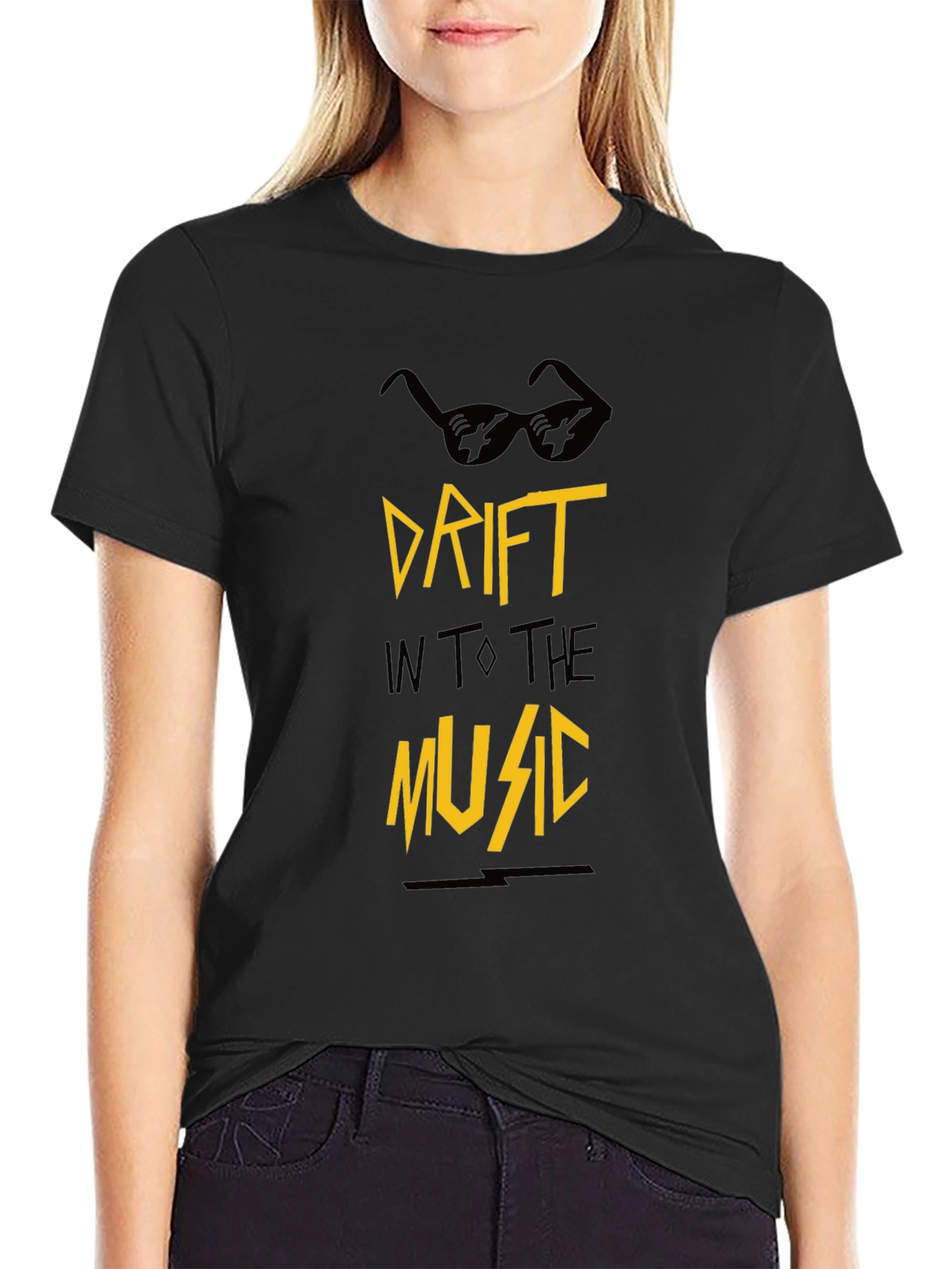 Drift Into the Music Black Graphic Tee