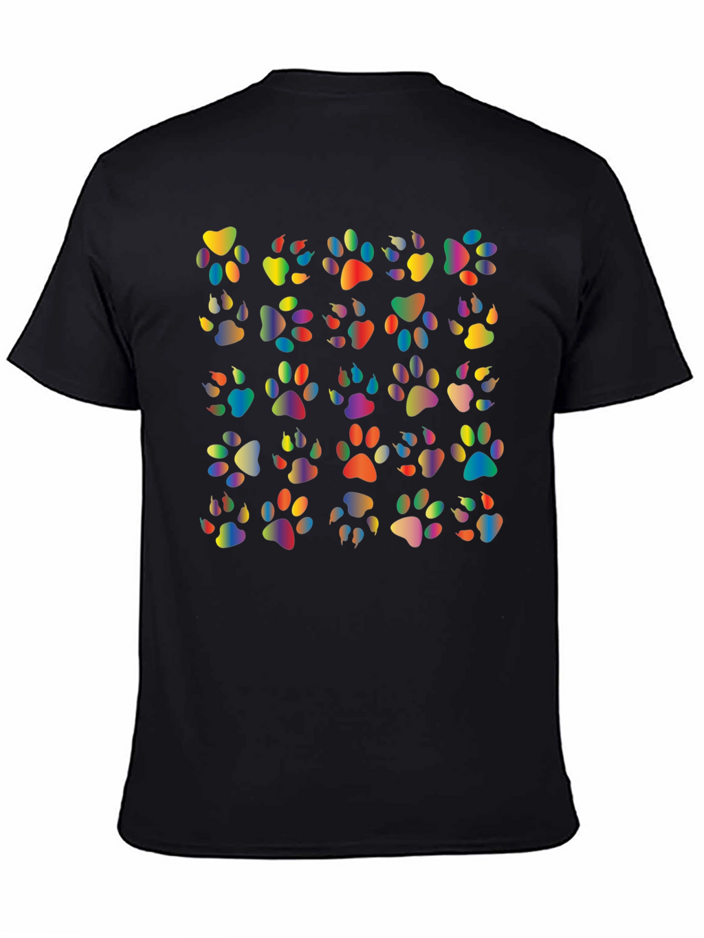 Rainbow Paw Print T-Shirt Black Tee