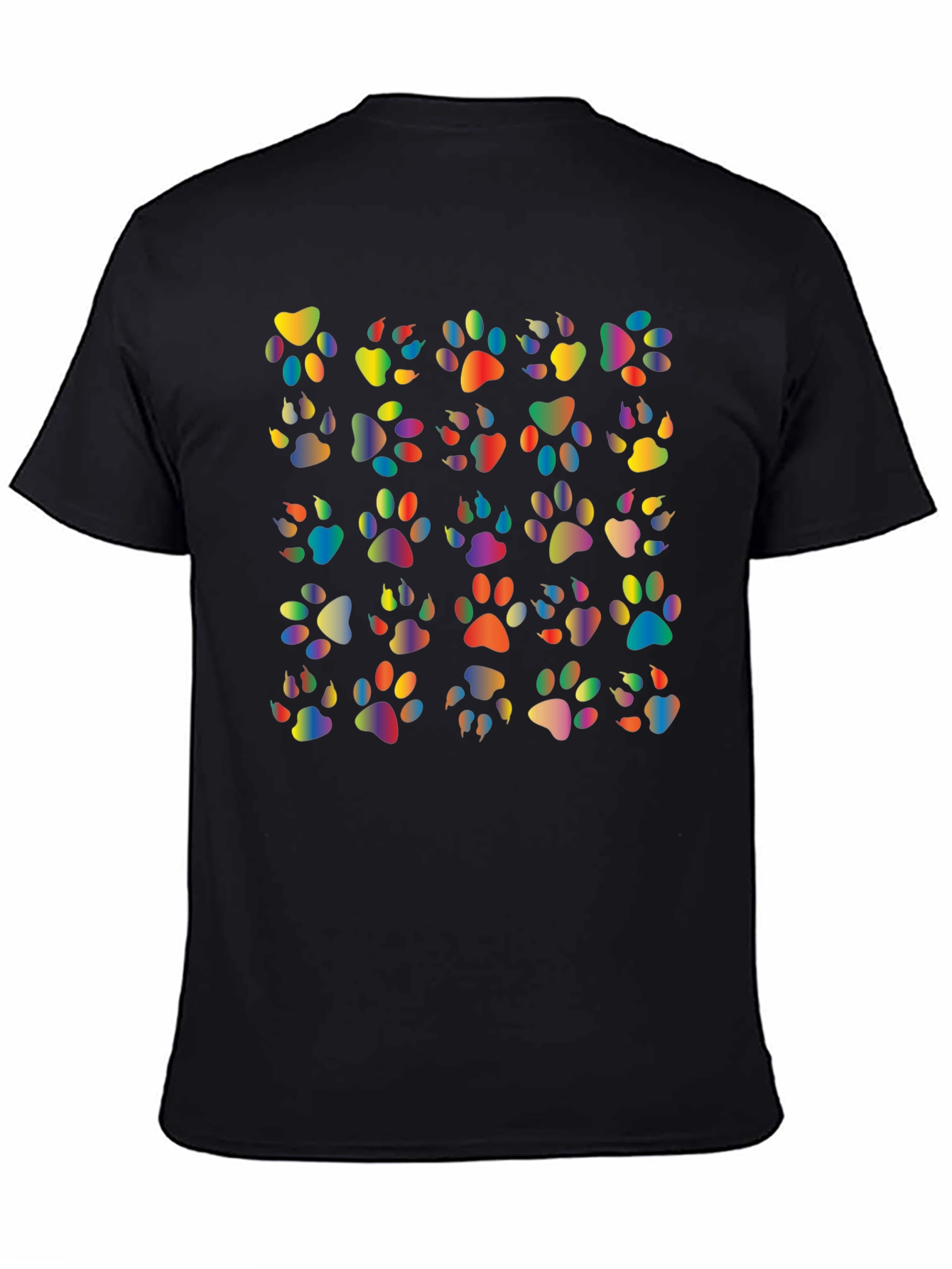 Rainbow Paw Print T-Shirt Black Tee