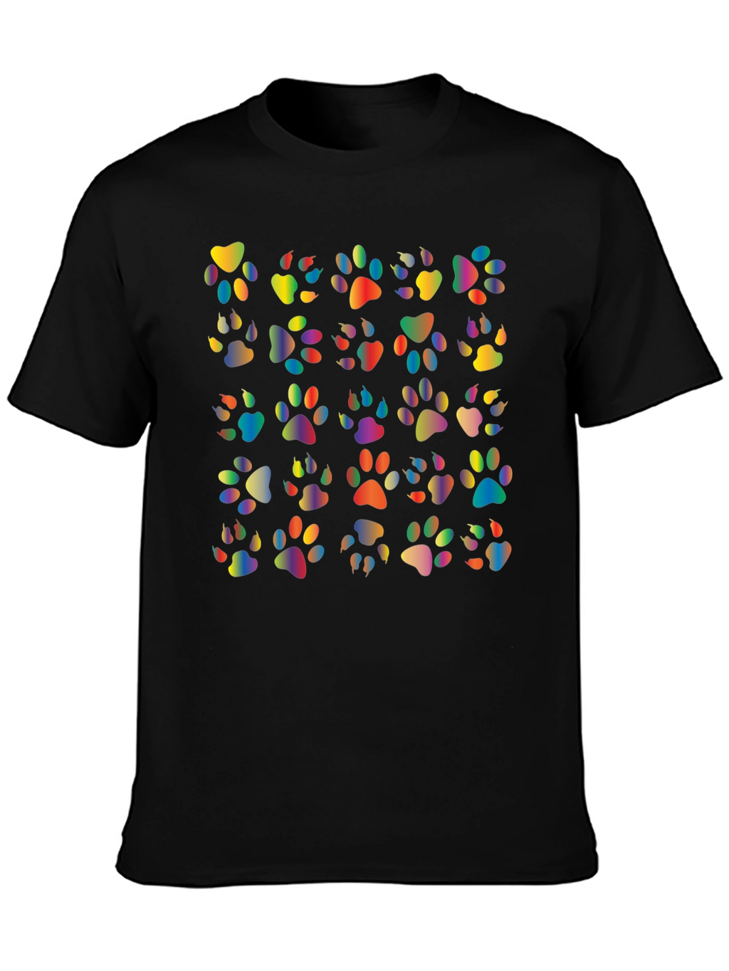 Rainbow Paw Print T-Shirt Black Tee