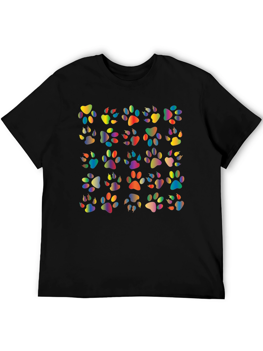 Rainbow Paw Print T-Shirt Black Tee