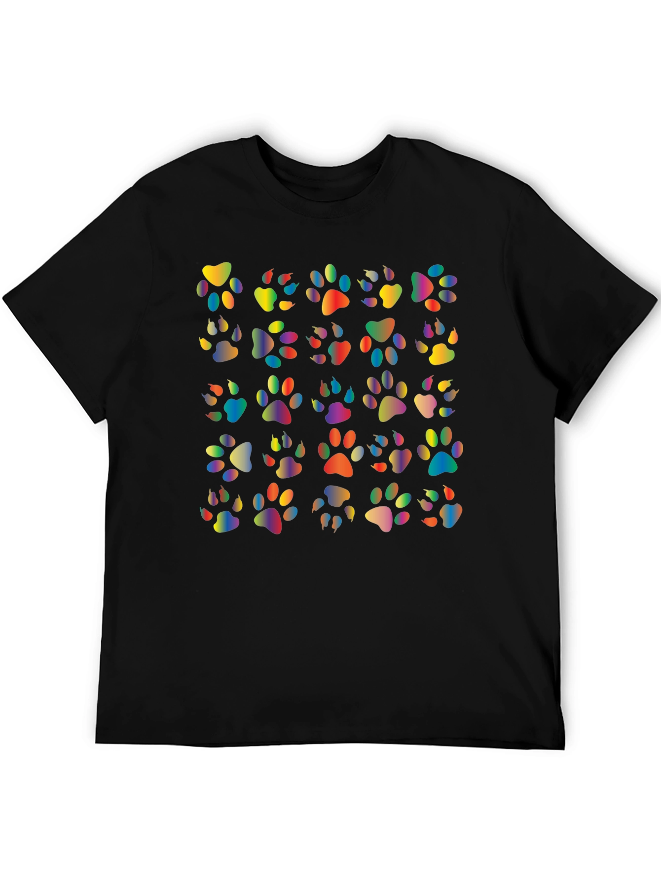 Rainbow Paw Print T-Shirt Black Tee