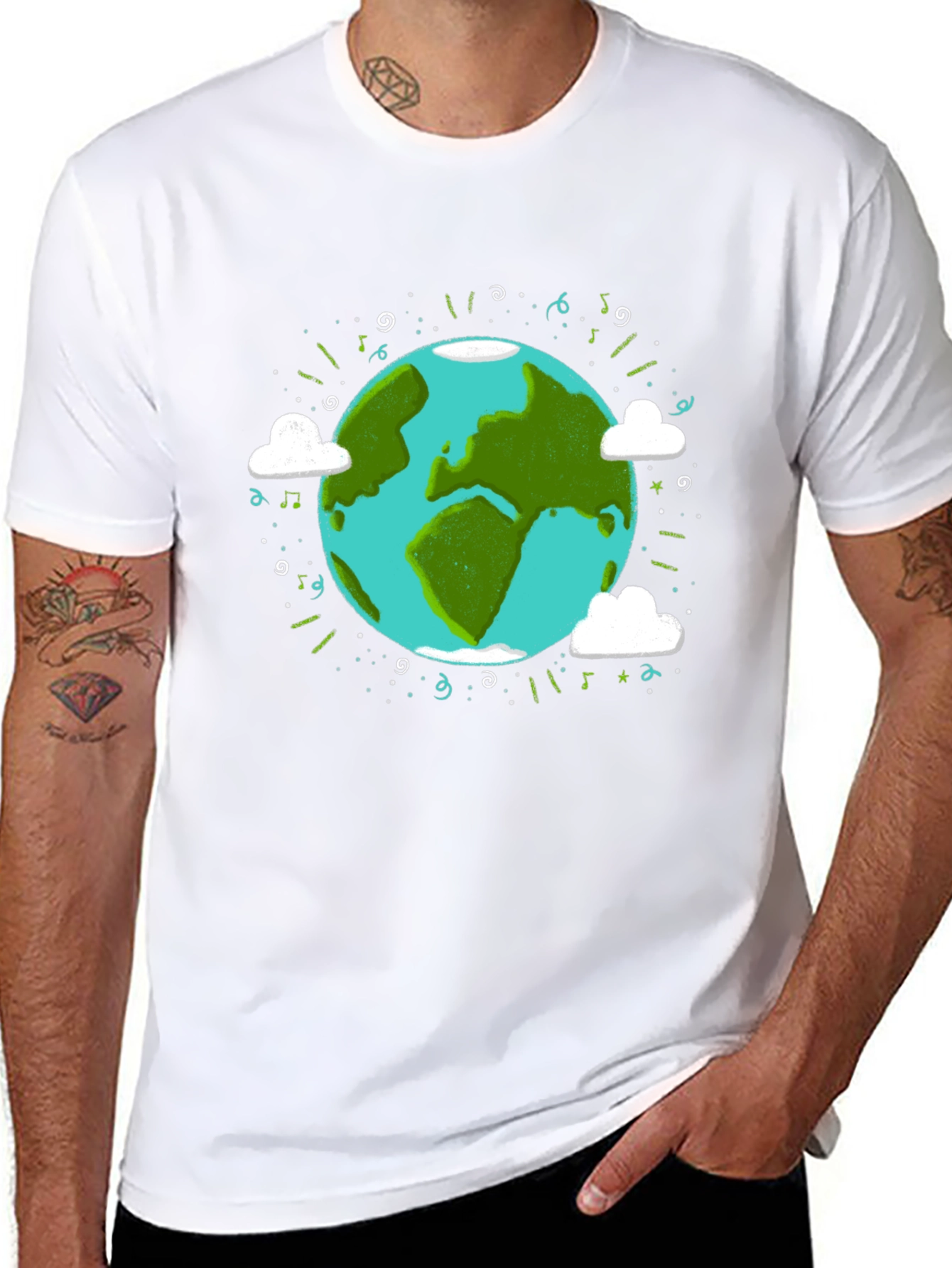 Earth Day Graphic Tee - World Illustration T-Shirt
