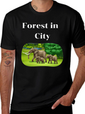 Forest in City Graphic T-Shirt - Black