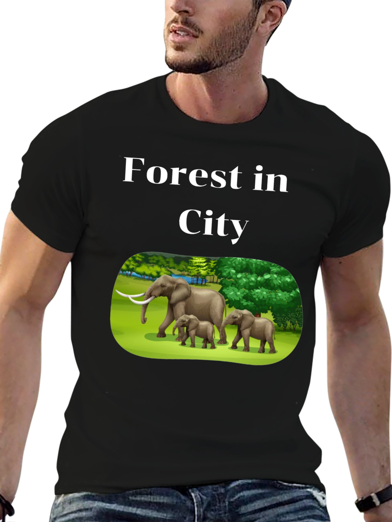 Forest in City Graphic T-Shirt - Black