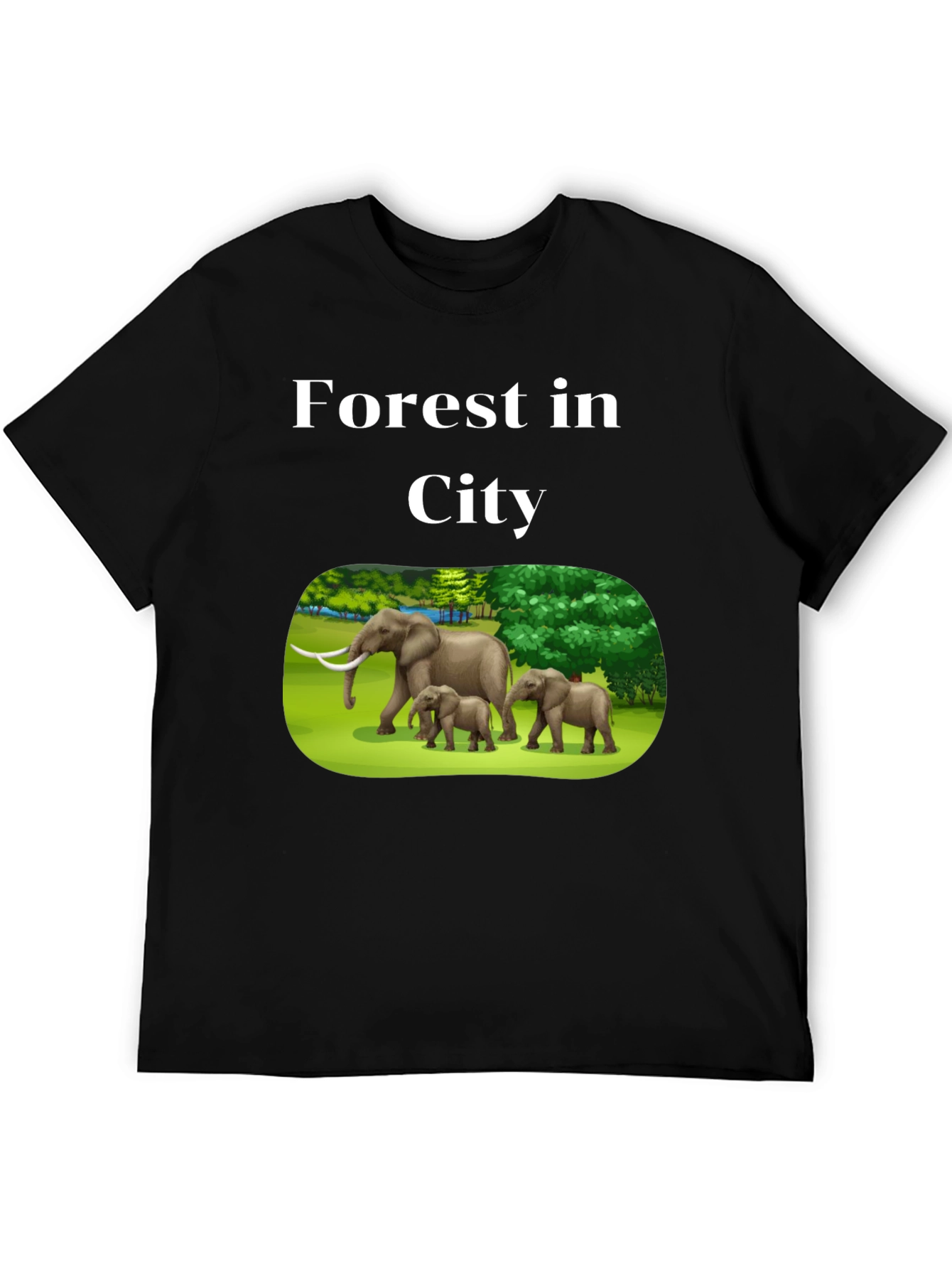 Forest in City Graphic T-Shirt - Black