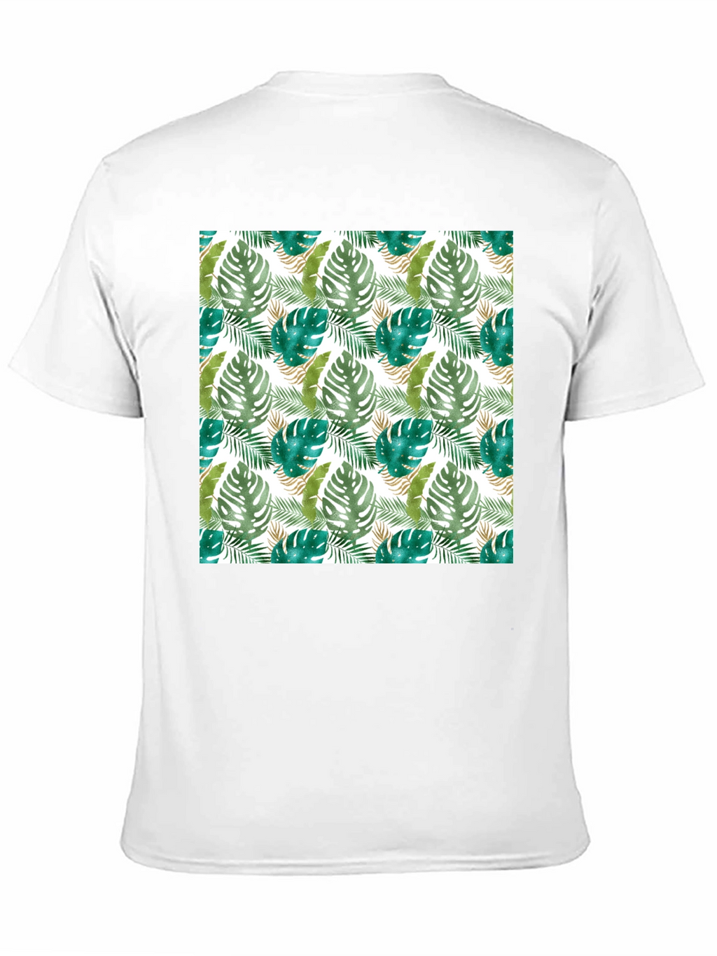 Tropical Leaf Print Black T-Shirt